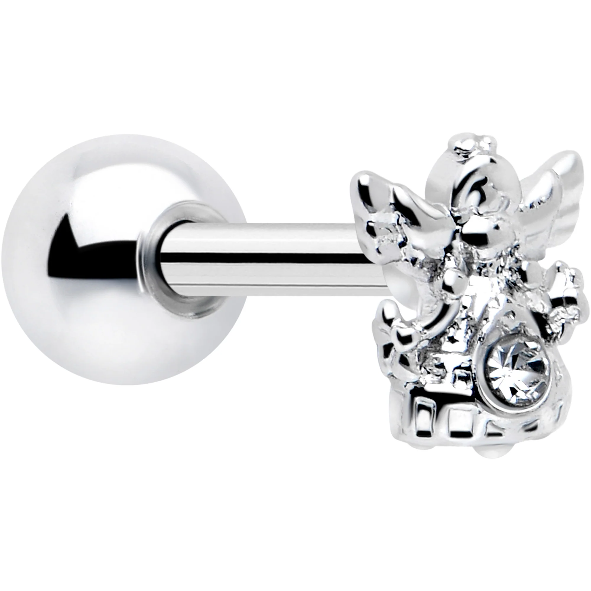 16G 1/4 Clear CZ Gem Fabulous Angel Cartilage Tragus Earring