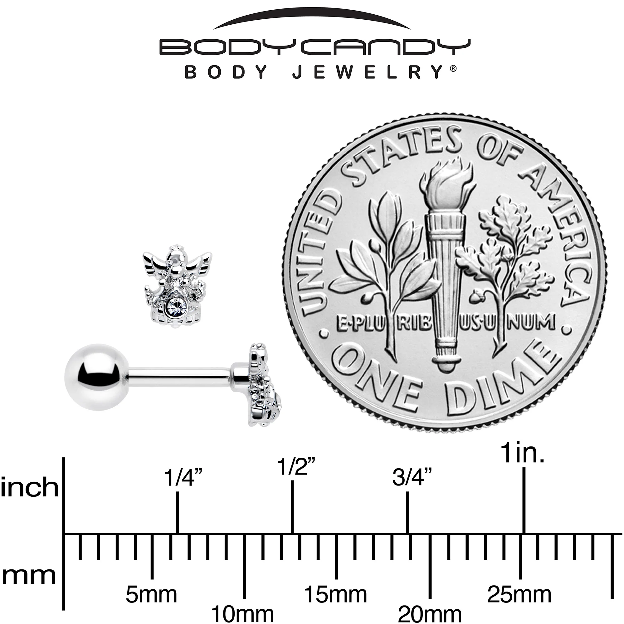 16G 1/4 Clear CZ Gem Fabulous Angel Cartilage Tragus Earring - Image 6