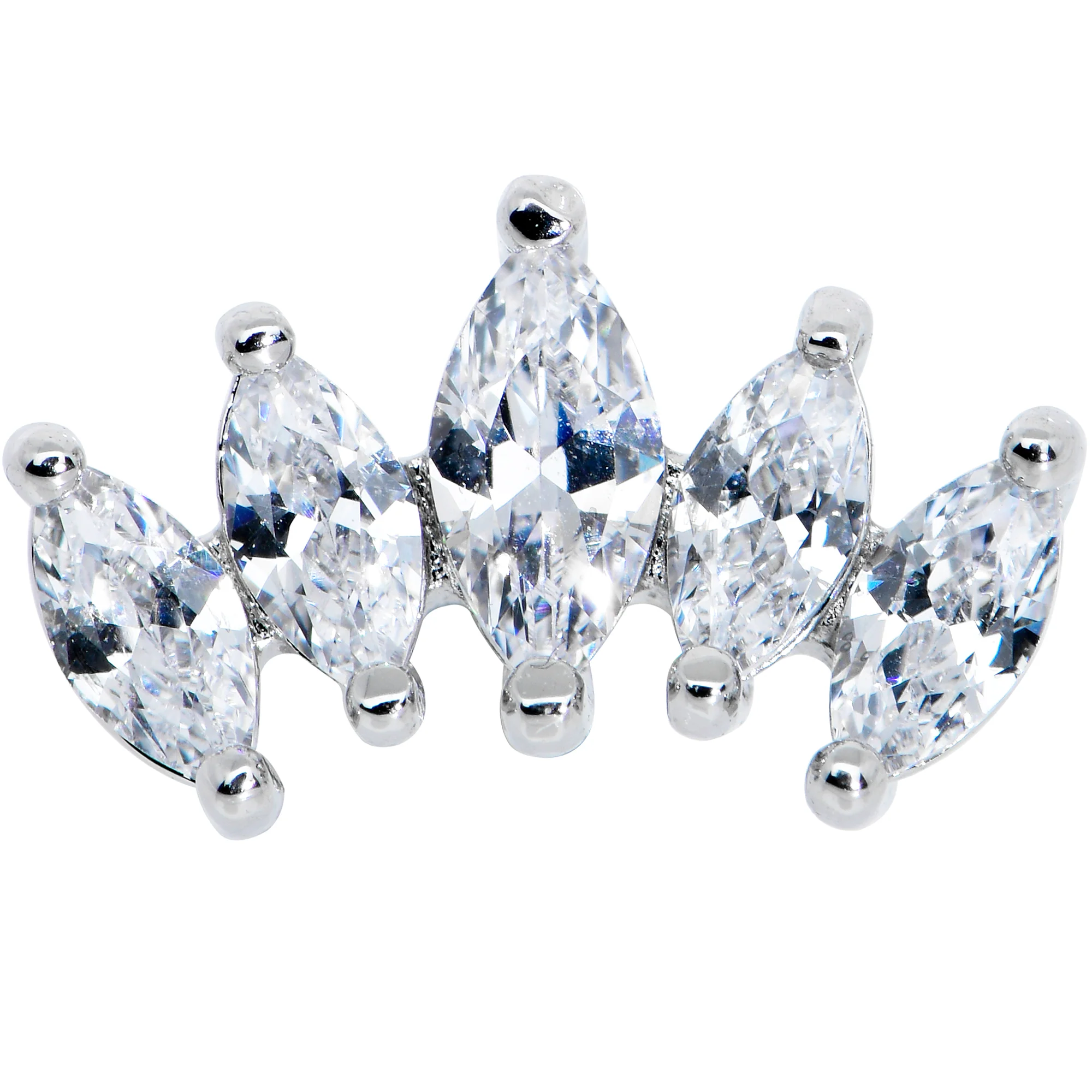 16G 1/4 Clear CZ Gem Fan Internally Threaded Labret Monroe Tragus - Image 3