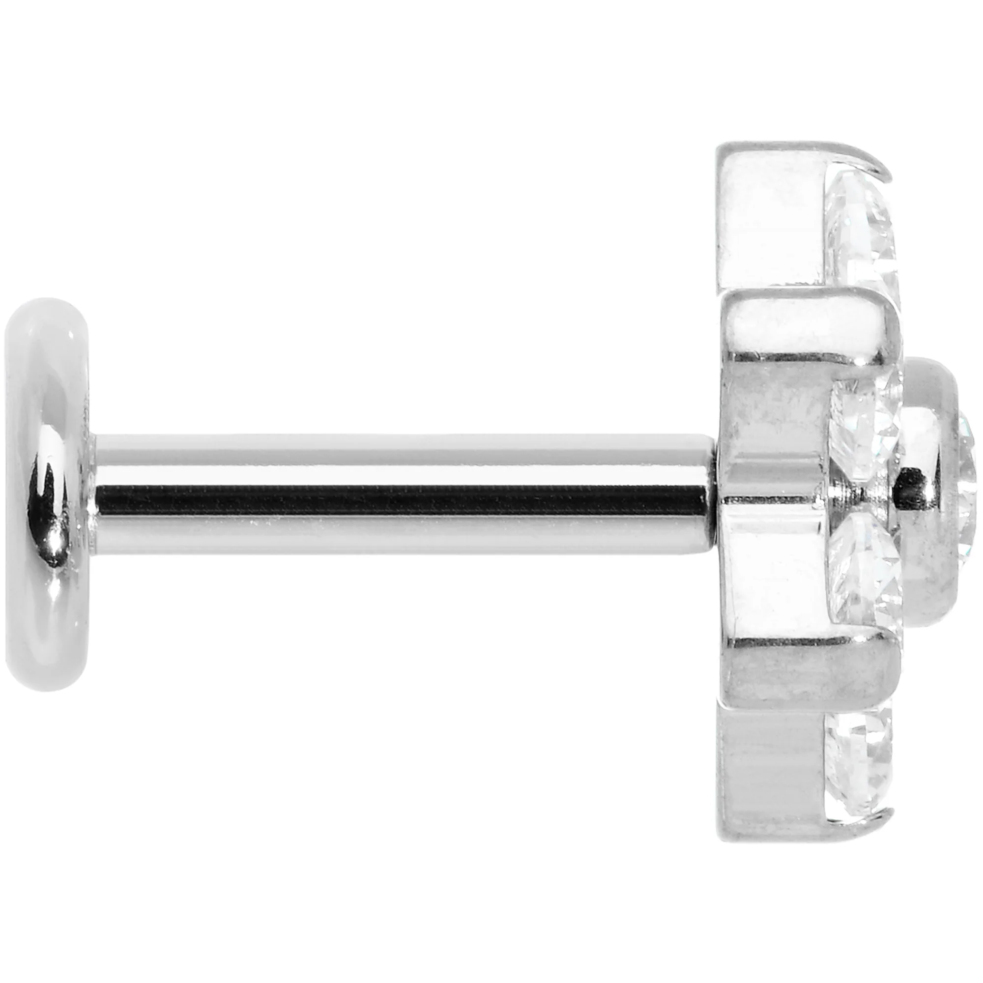 16G 1/4 Clear CZ Gem G23 Titanium Flower Labret Monroe Tragus - Image 3