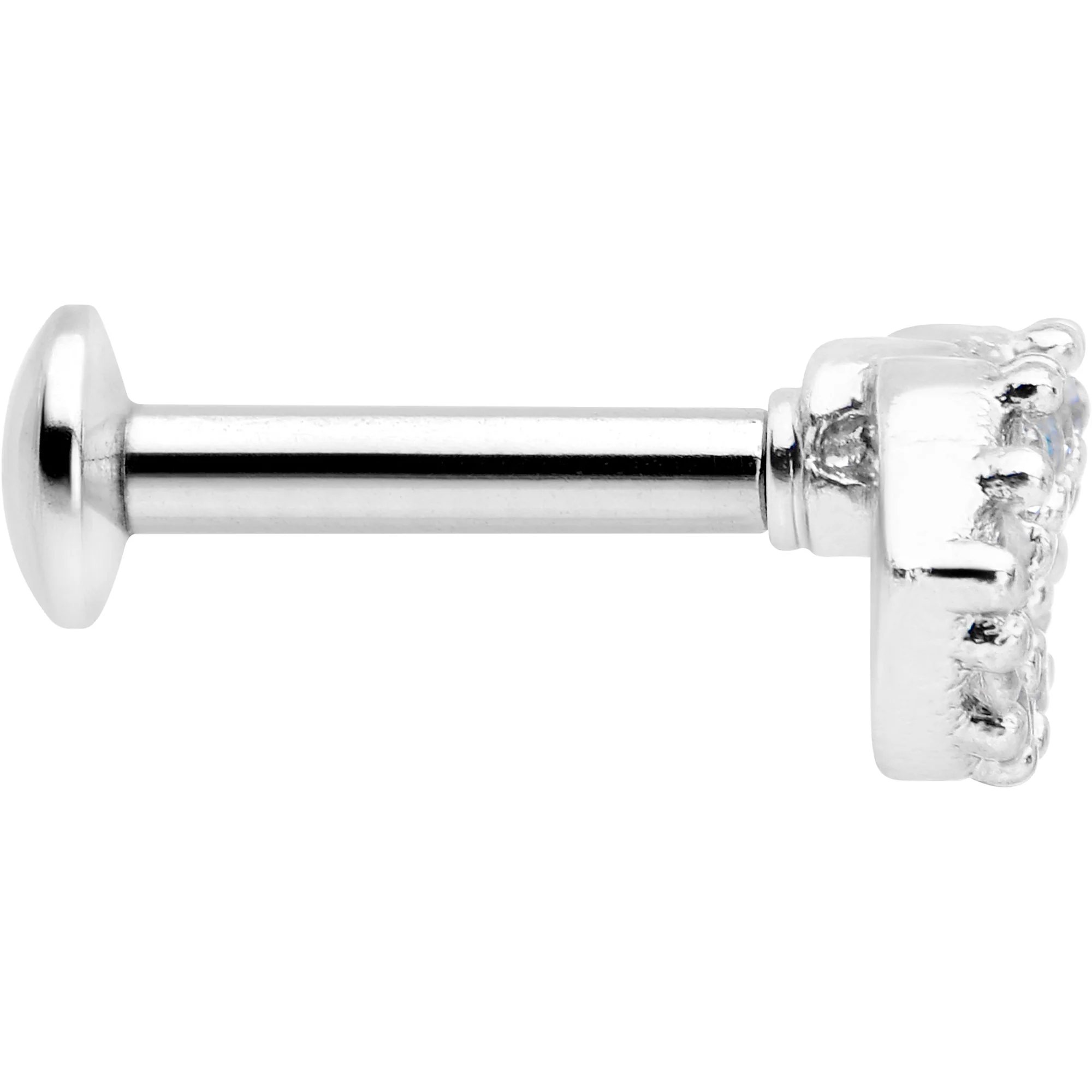 16G 1/4 Clear CZ Gem Kissy Lips Threadless Labret Tragus - Image 3