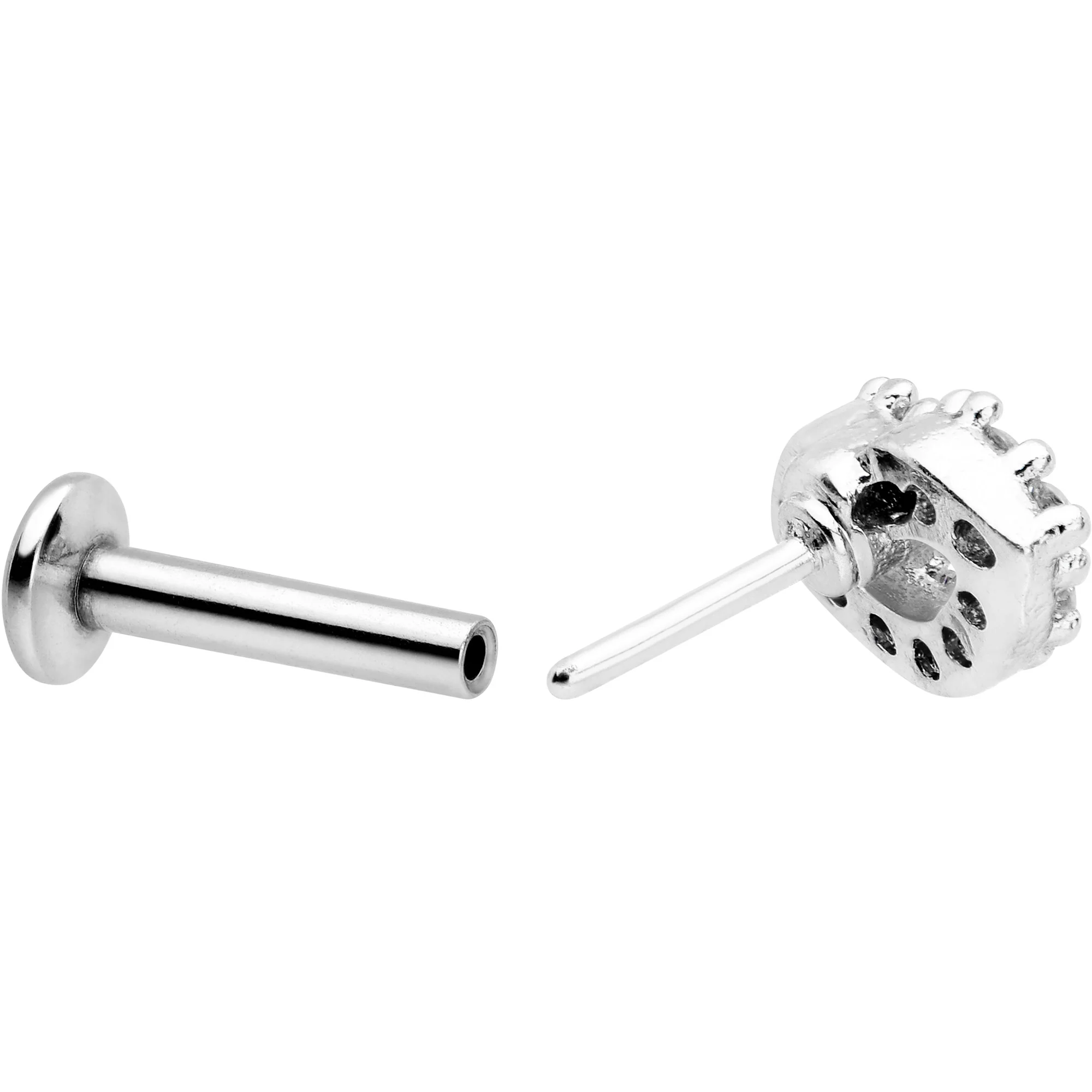 16G 1/4 Clear CZ Gem Kissy Lips Threadless Labret Tragus - Image 4