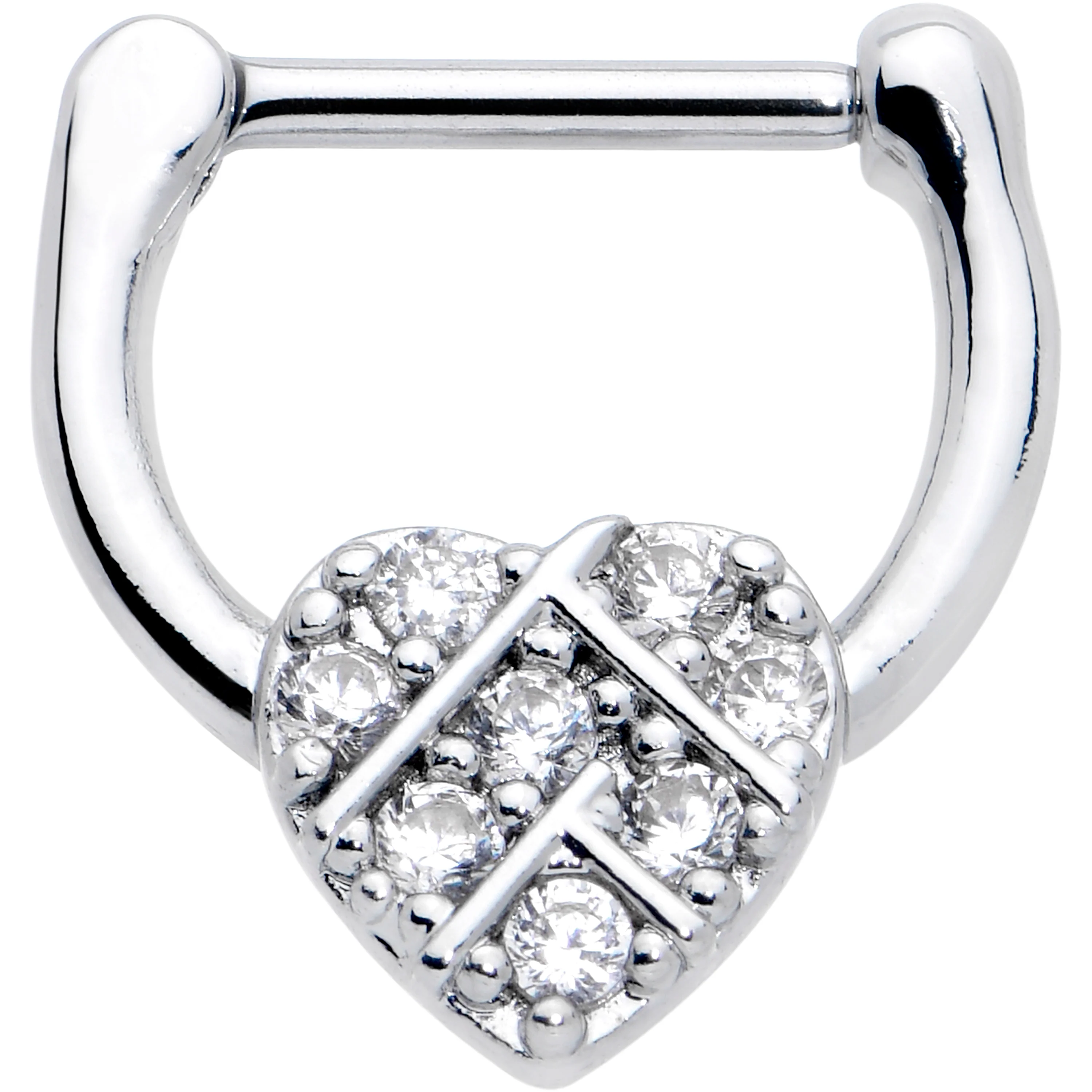 16G 1/4 Clear CZ Gem Lattice Heart Cartilage Clicker