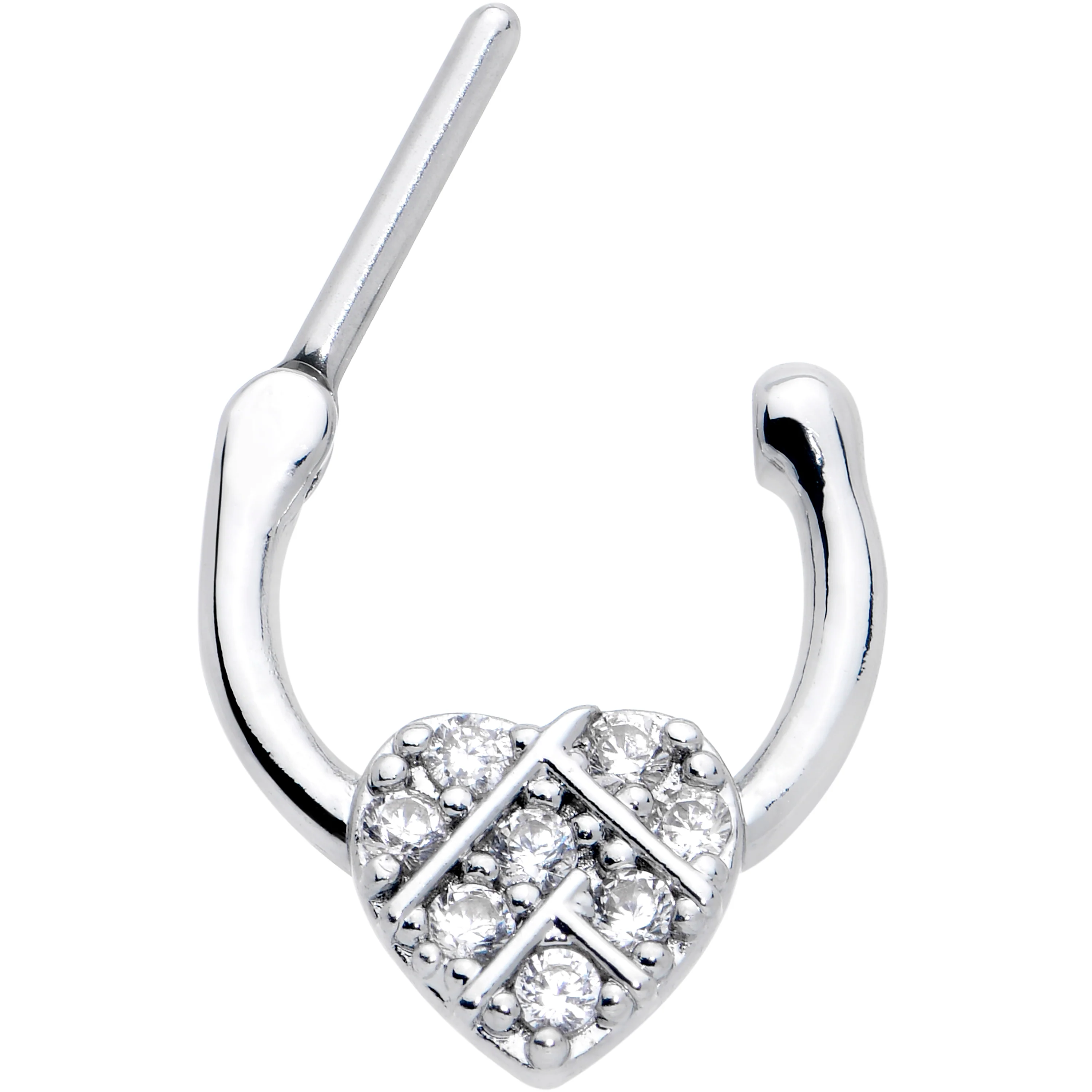 16G 1/4 Clear CZ Gem Lattice Heart Cartilage Clicker - Image 2