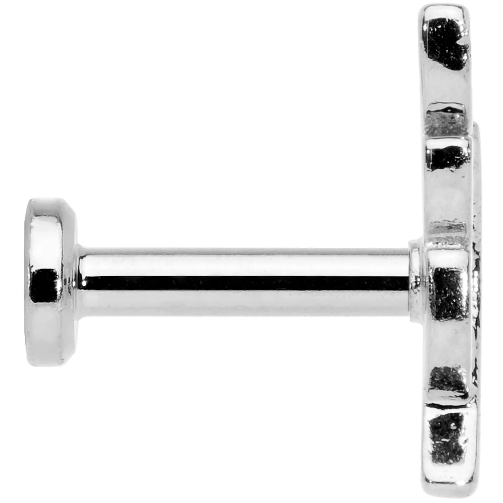 16G 1/4 Clear CZ Gem Leaf Internally Threaded Labret Tragus - Image 3