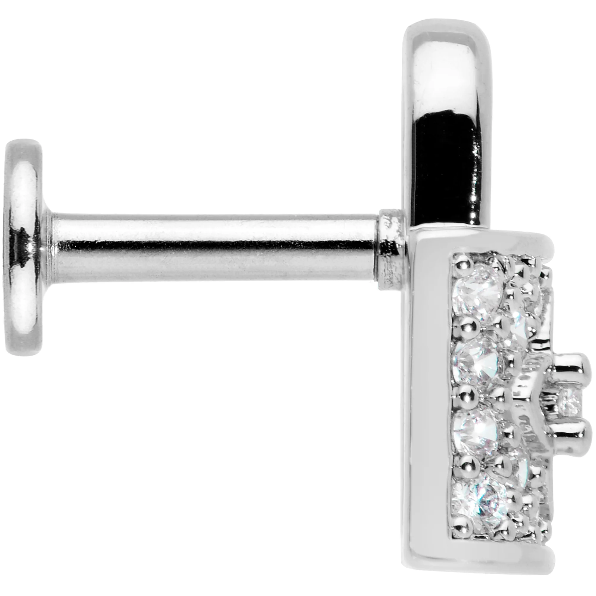 16G 1/4 Clear CZ Gem Lock It Up Labret - Image 3