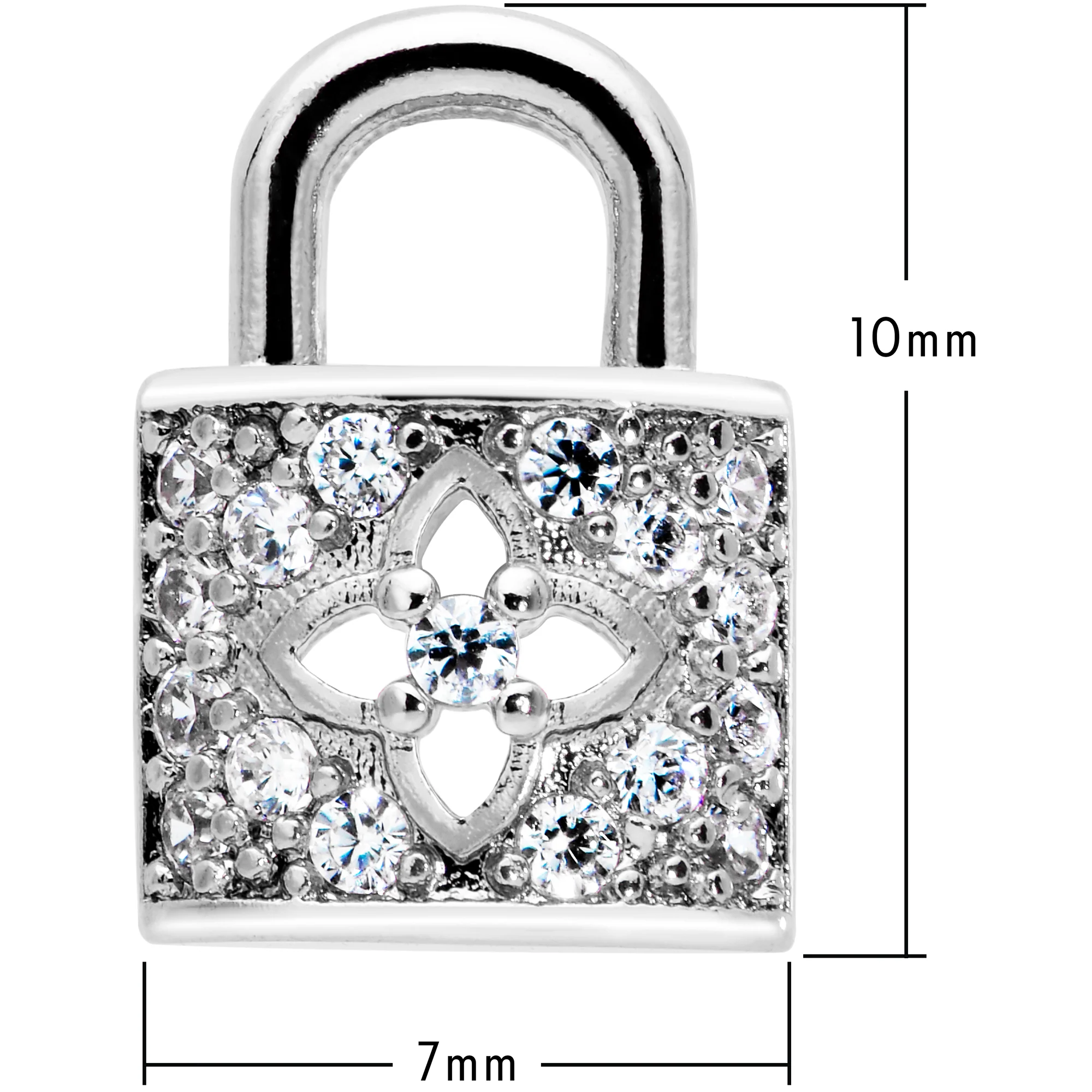 16G 1/4 Clear CZ Gem Lock It Up Labret - Image 7