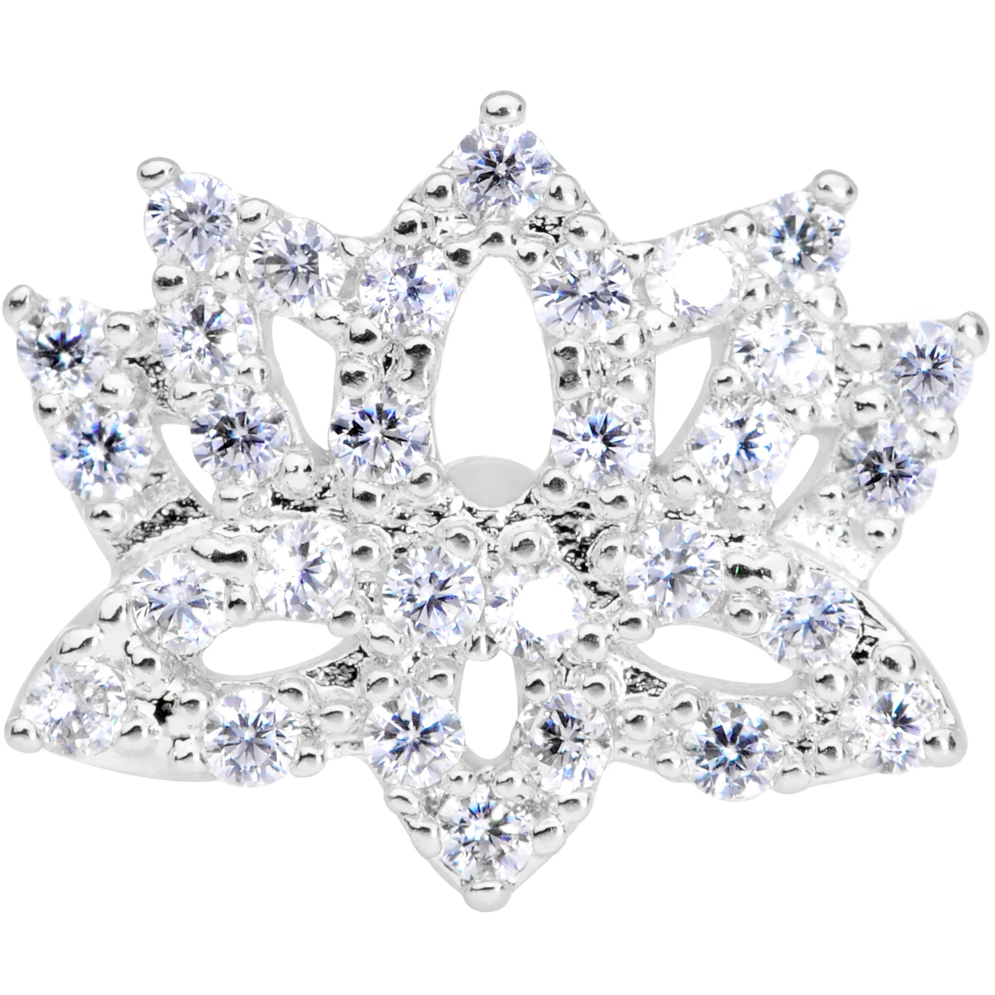 16G 1/4 Clear CZ Gem Lotus Flower Cartilage Tragus - Image 2