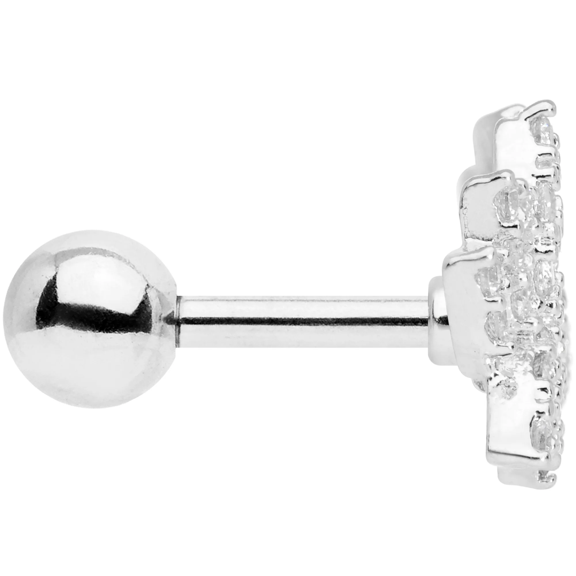16G 1/4 Clear CZ Gem Lotus Flower Cartilage Tragus - Image 3
