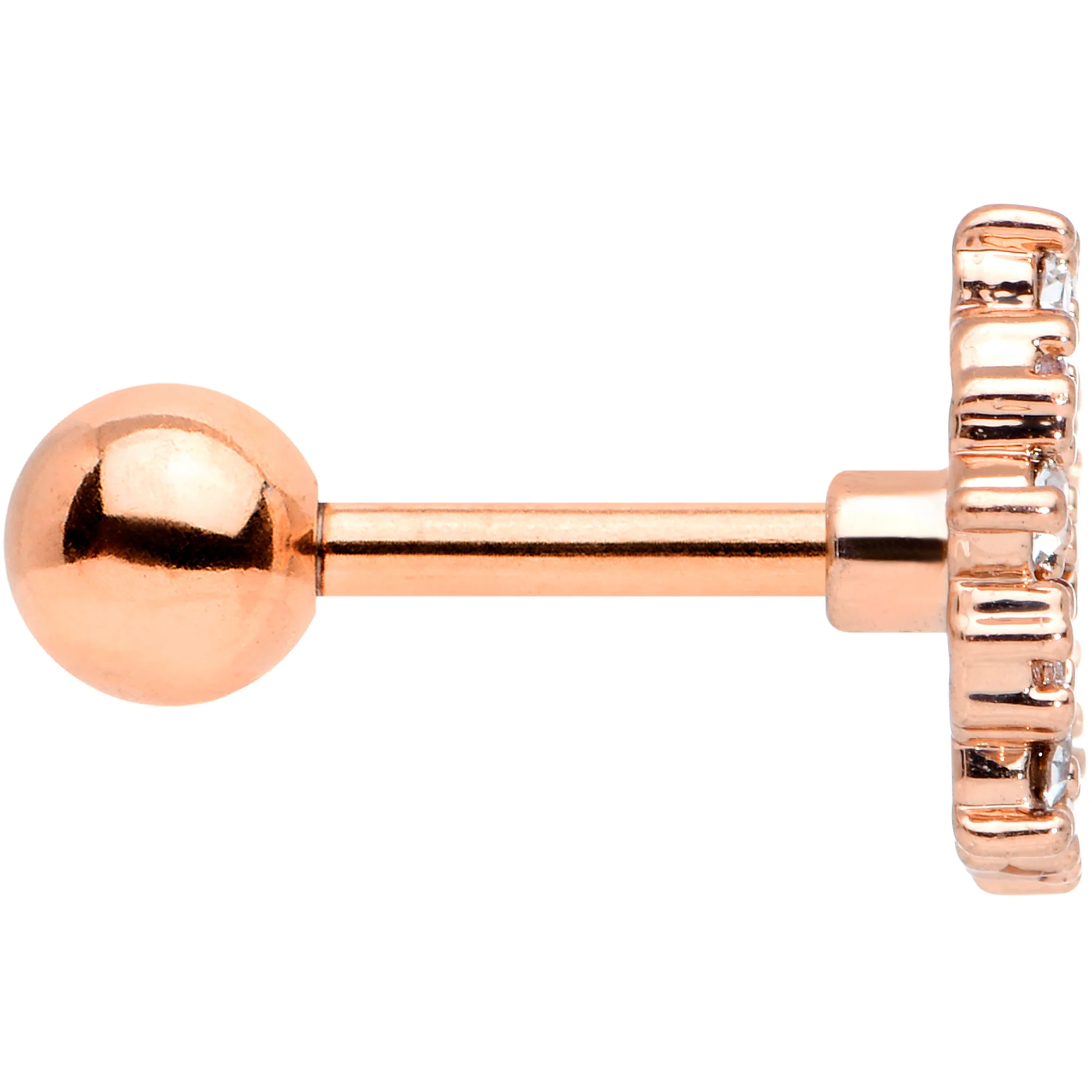 16G 1/4 Clear CZ Gem Rose Gold Tone Geometric Web Tragus Earring - Image 3