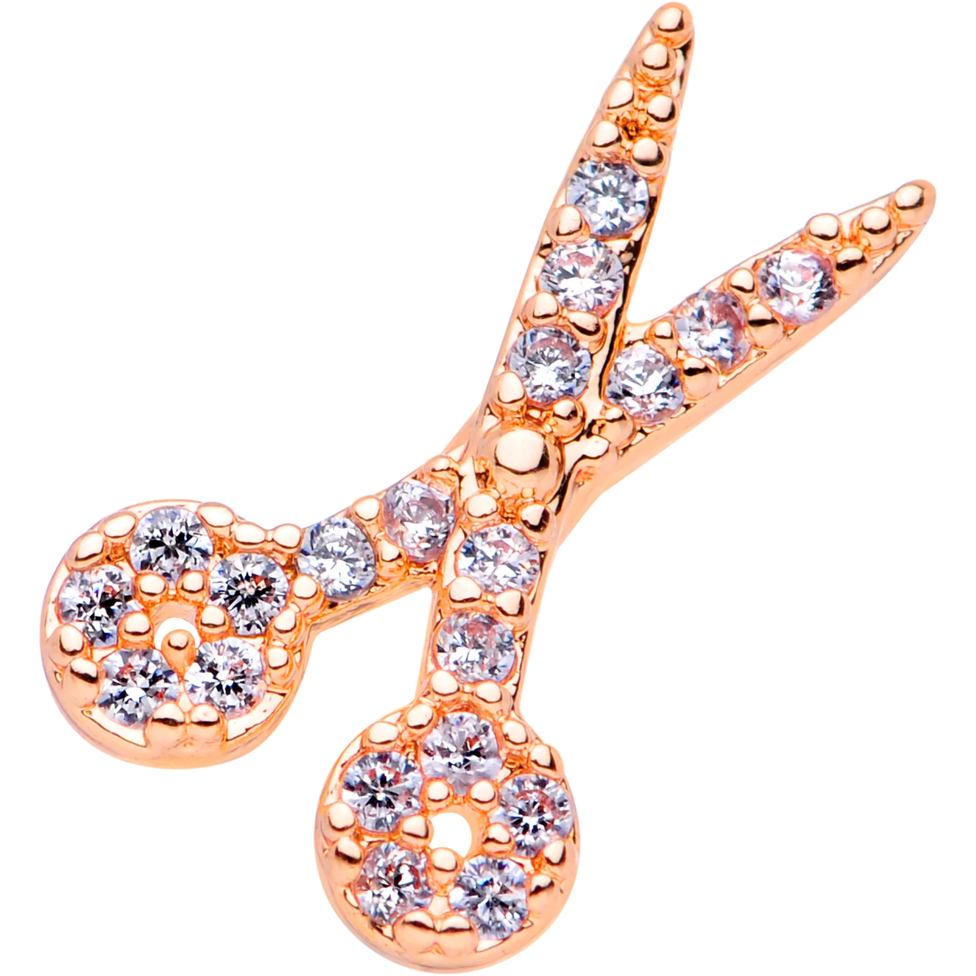16G 1/4 Clear CZ Gem Rose Gold Tone Scissors Cartilage Tragus - Image 2