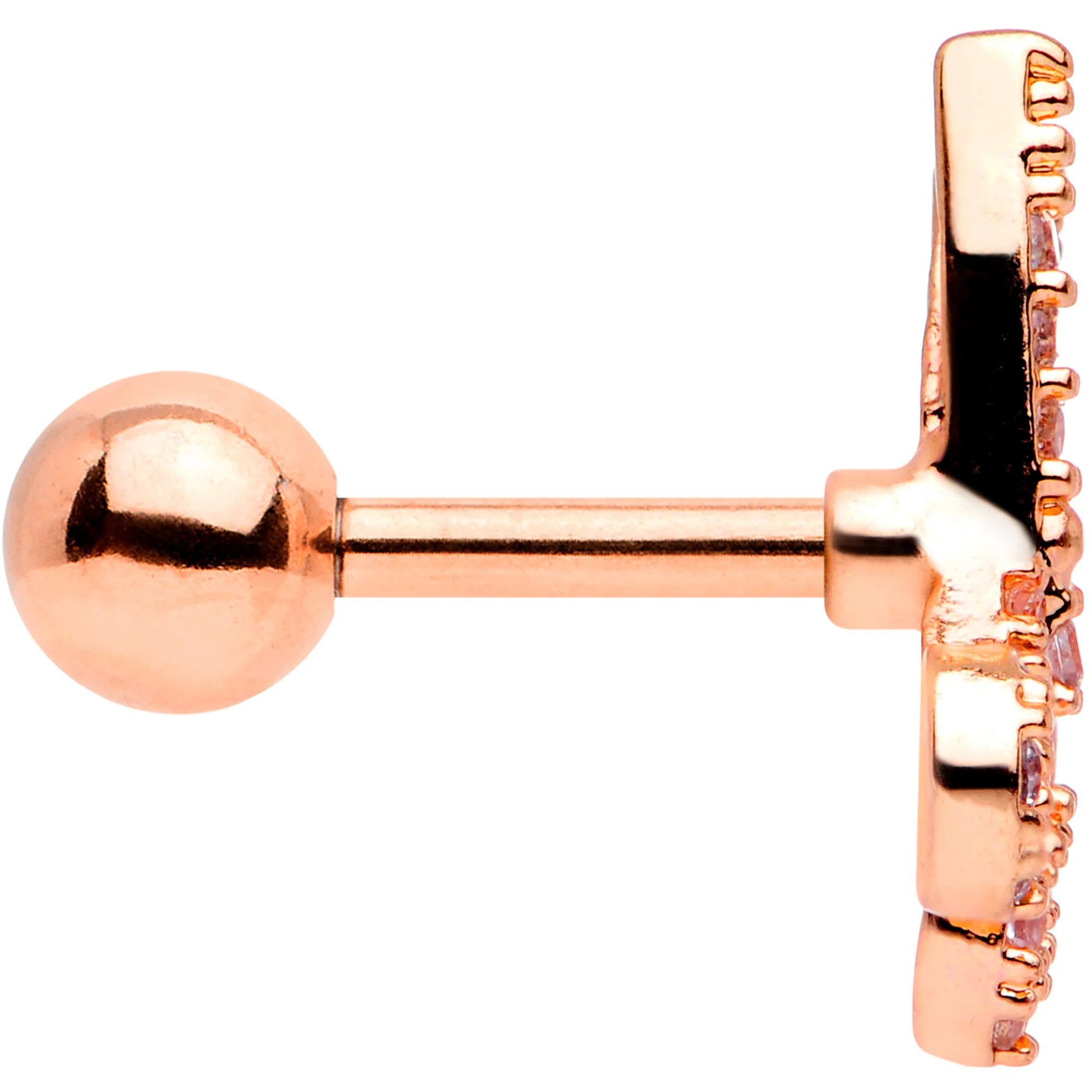 16G 1/4 Clear CZ Gem Rose Gold Tone Scissors Cartilage Tragus - Image 3