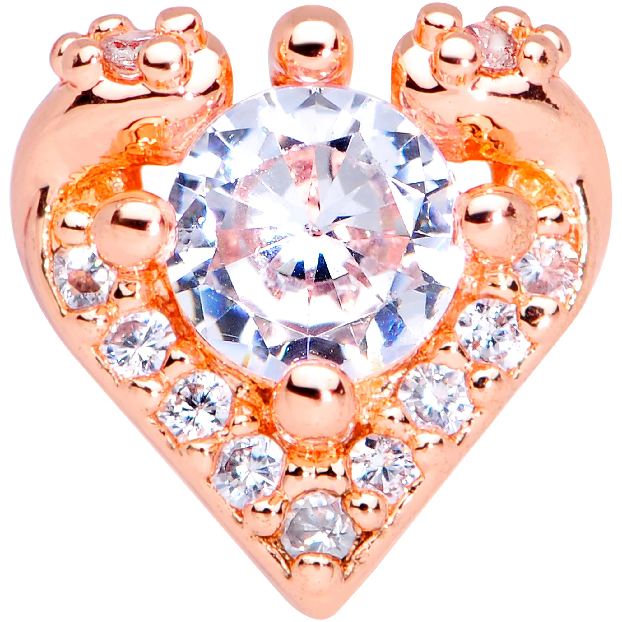 16G 1/4 Clear CZ Gem Rose Gold Tone Valentine Cartilage Tragus - Image 2