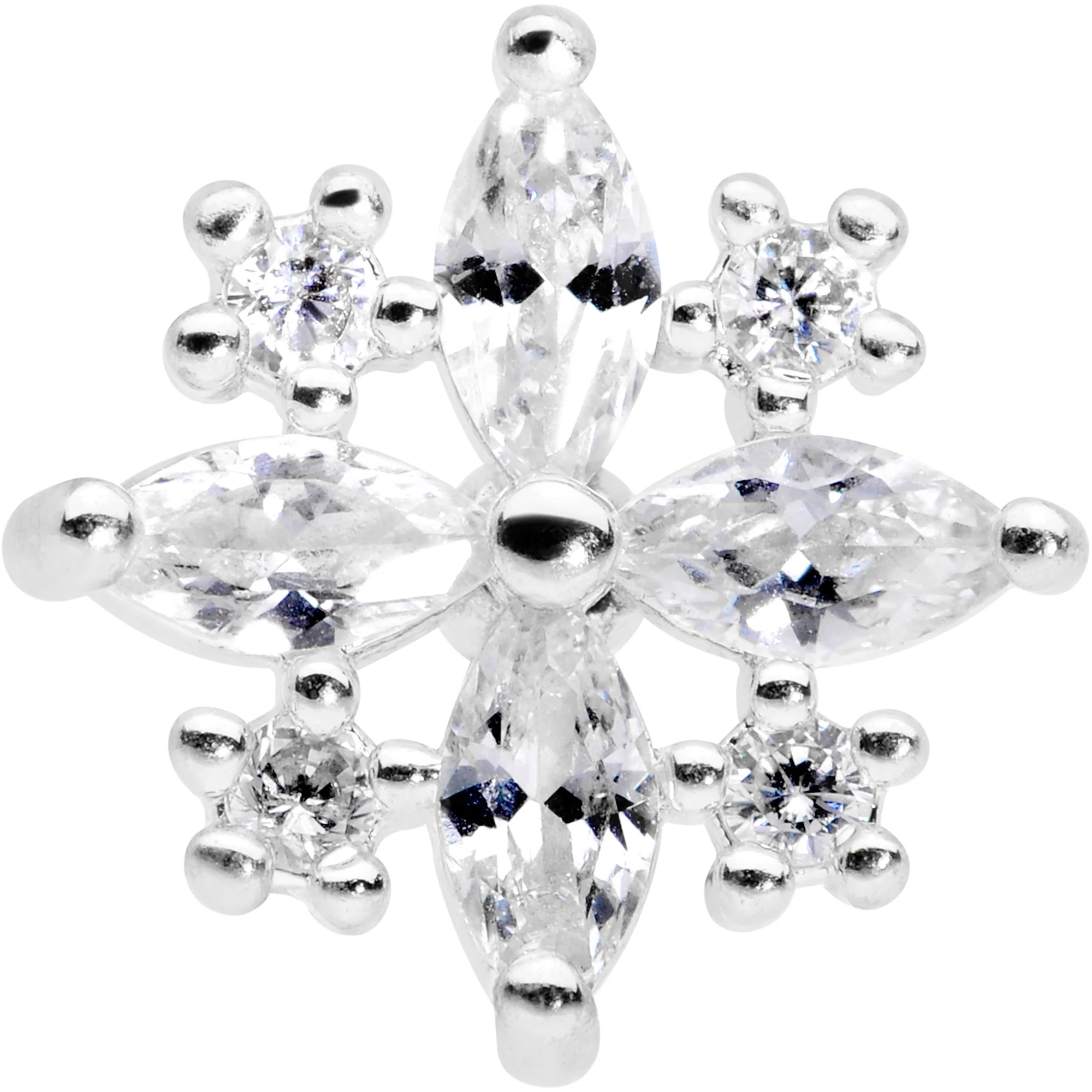 16G 1/4 Clear CZ Gem Star Burst Cartilage Tragus - Image 2