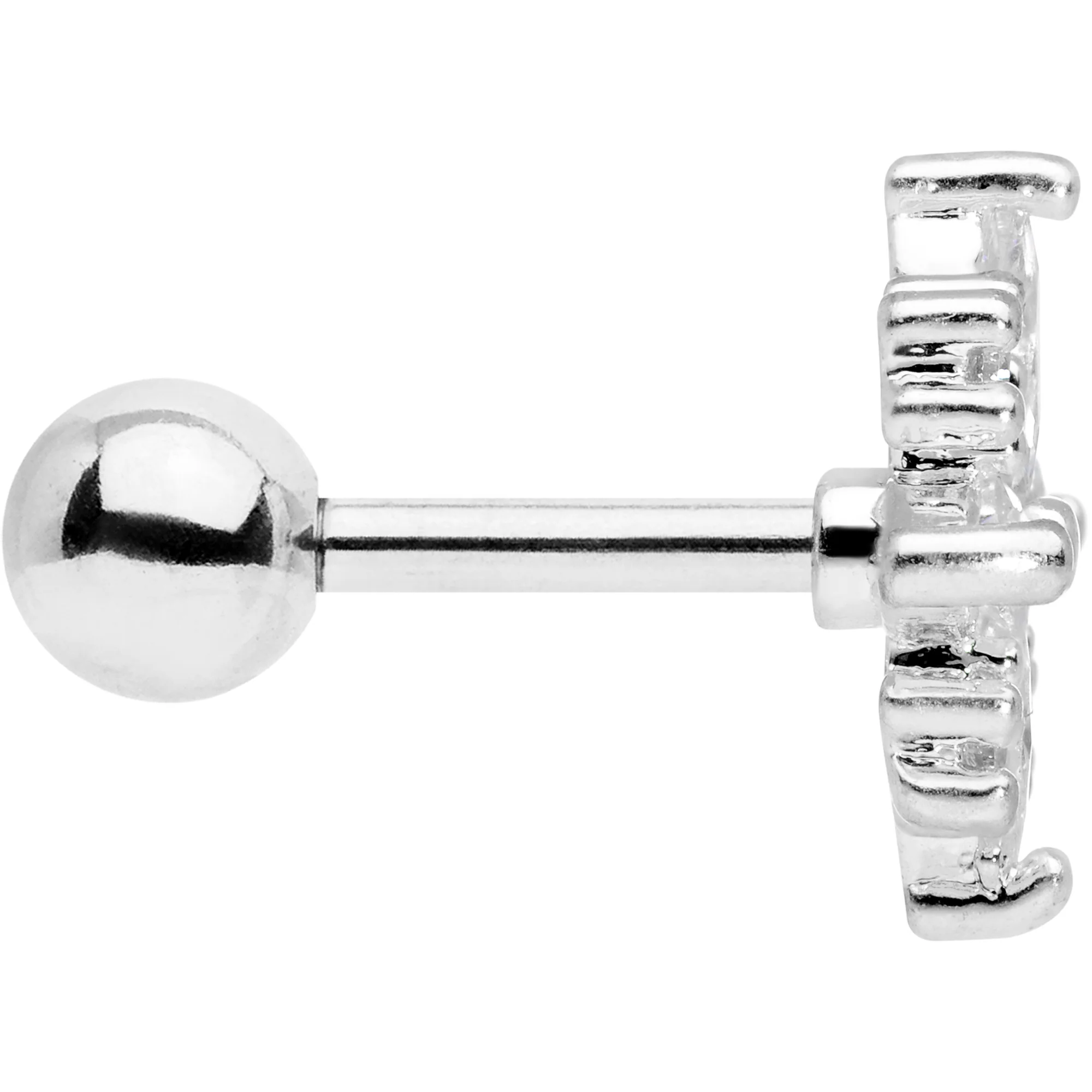 16G 1/4 Clear CZ Gem Star Burst Cartilage Tragus - Image 3