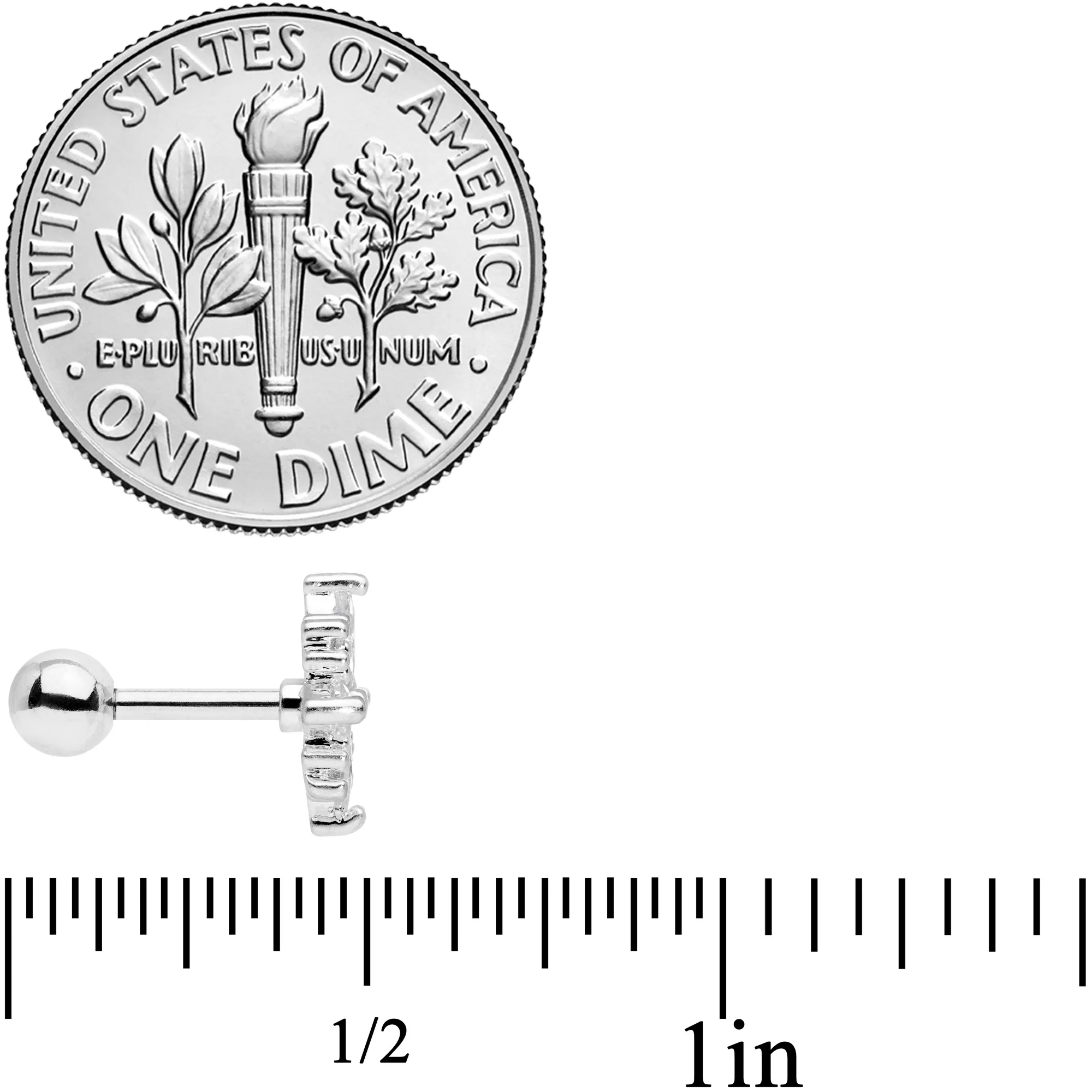 16G 1/4 Clear CZ Gem Star Burst Cartilage Tragus - Image 4