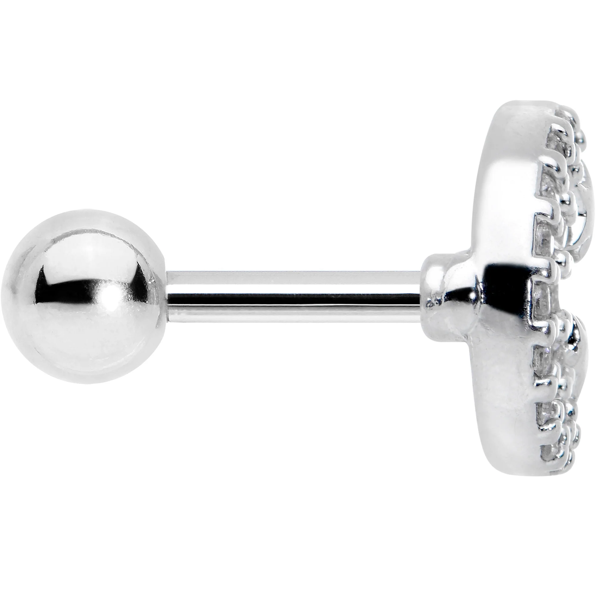 16G 1/4 Clear CZ Gem Starry Crescent Moon Cartilage Tragus Earring - Image 3