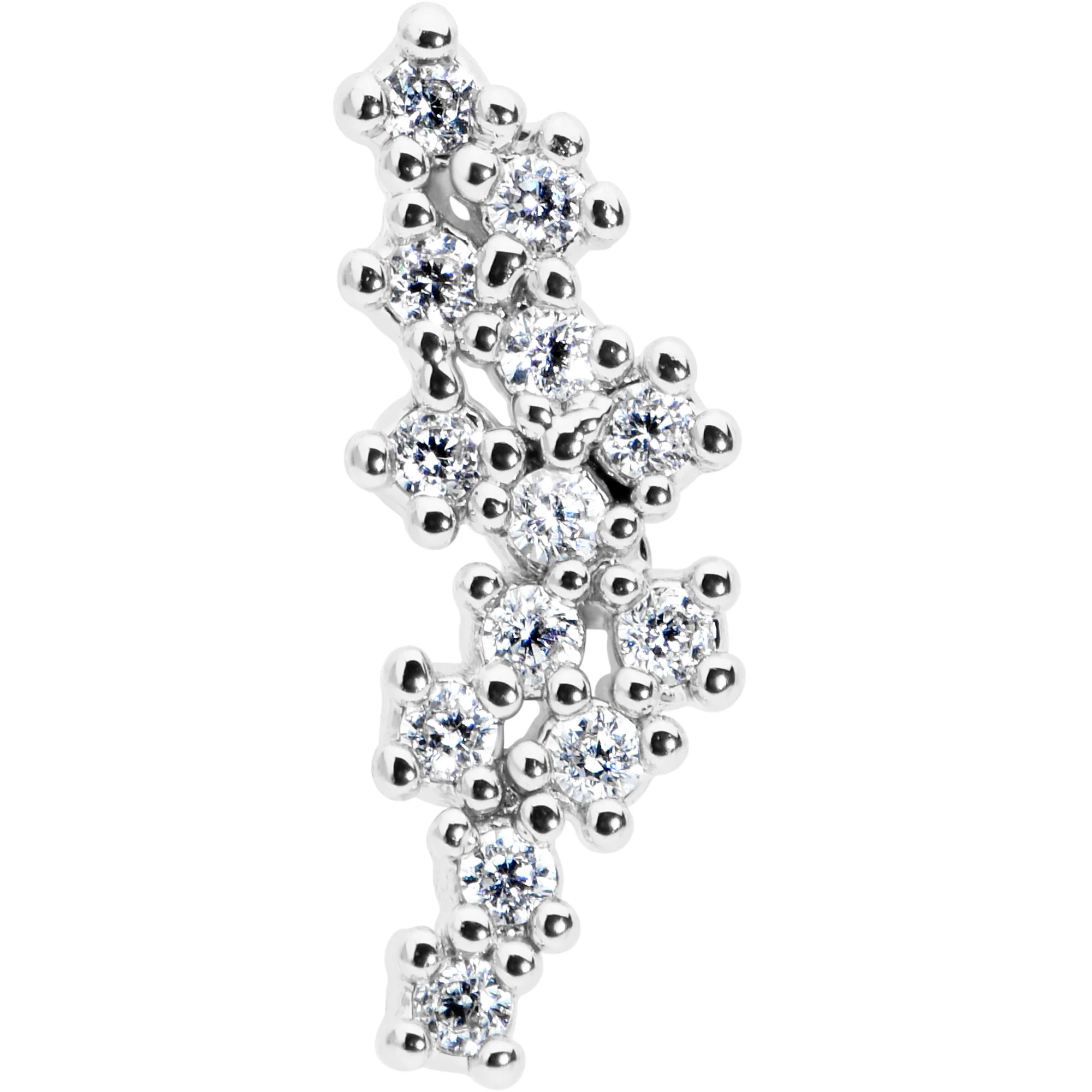 16G 1/4 Clear CZ Gem Texture Arc Internal Thread Labret Tragus - Image 2