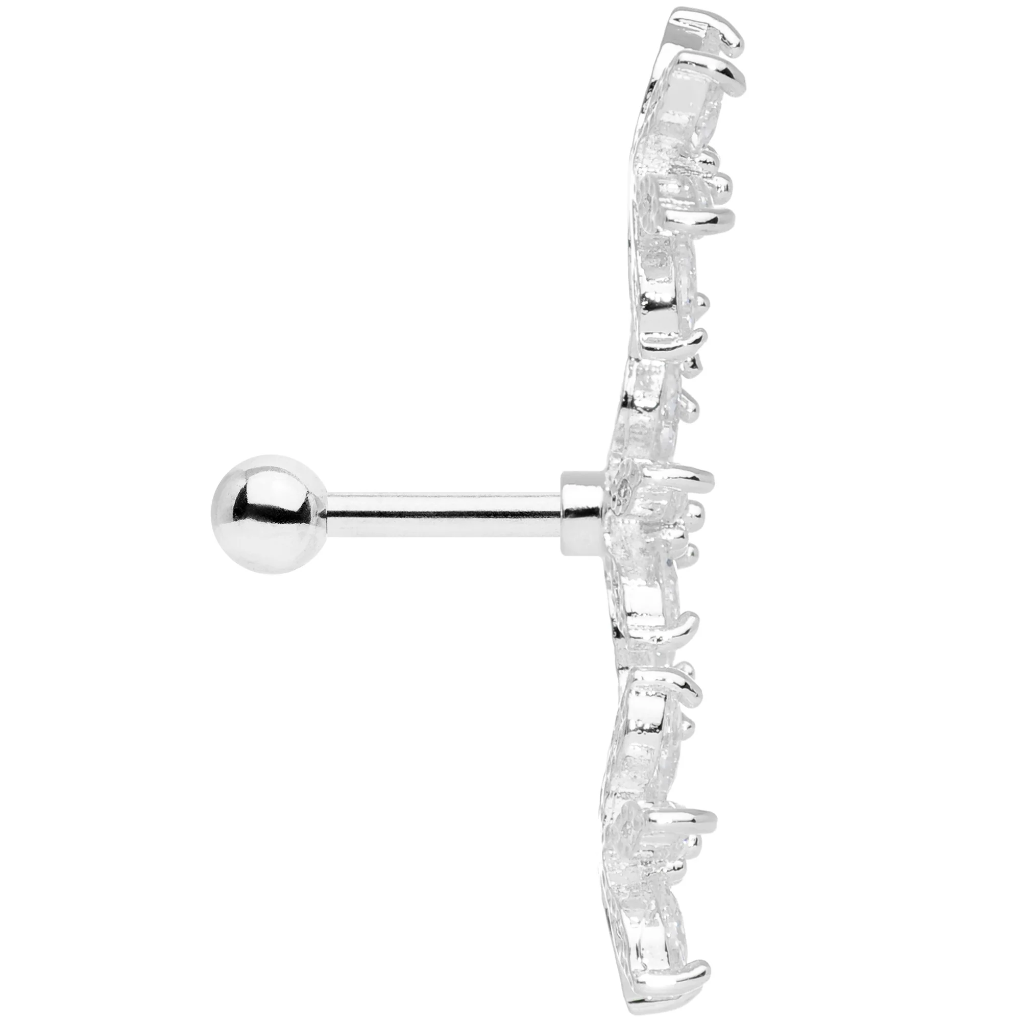 16G 1/4 Clear CZ Gem Tri Flower Cartilage - Image 5