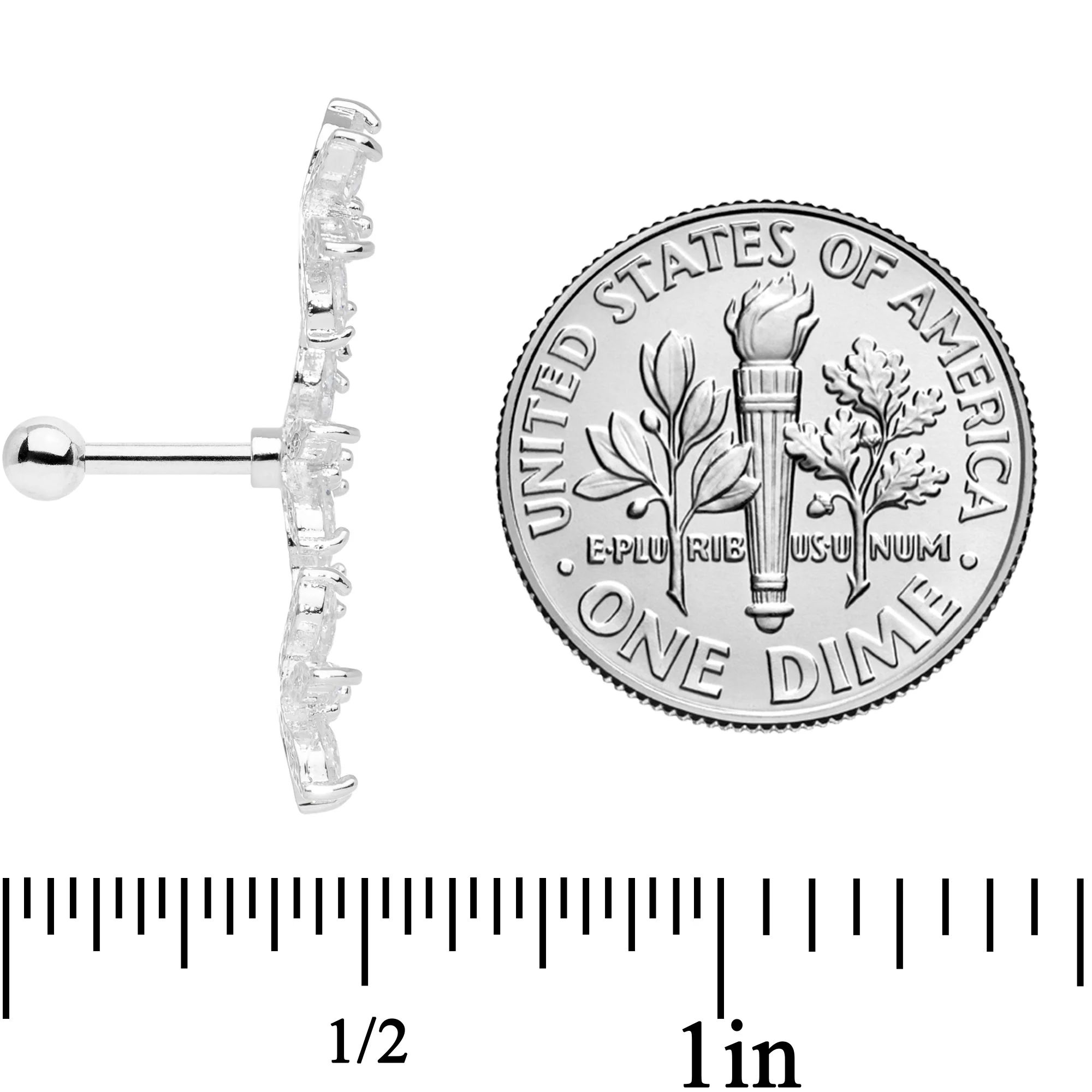 16G 1/4 Clear CZ Gem Tri Flower Cartilage - Image 6