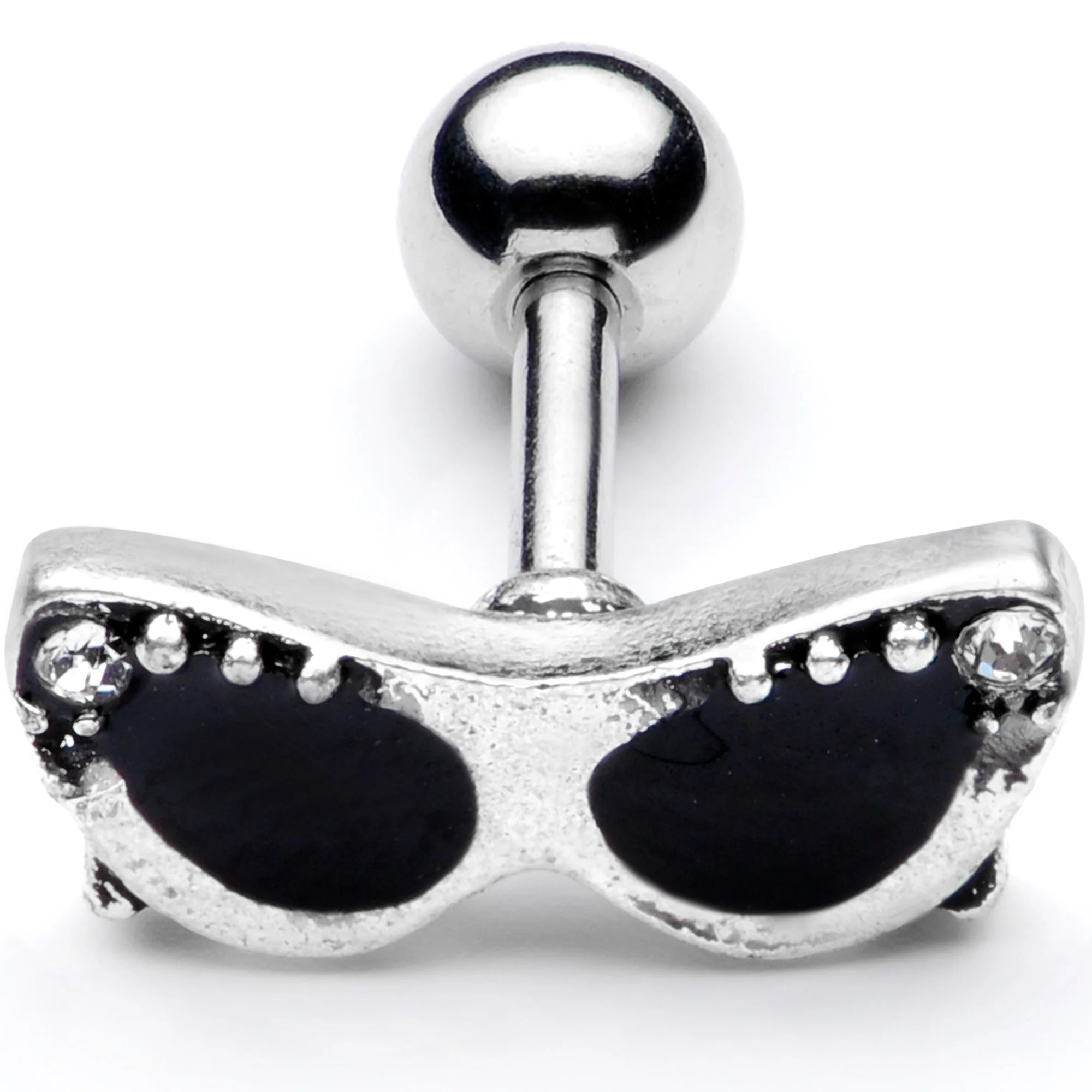16G 1/4 Clear Gem 50s Retro Sunglasses Cartilage Tragus Earring - Image 2