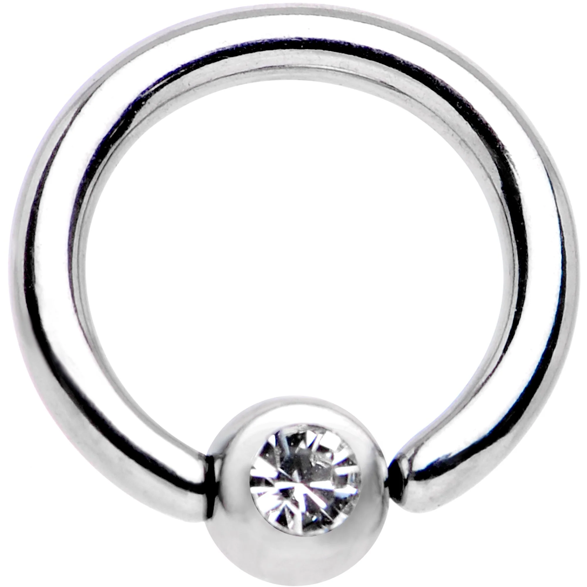 16G 1/4 Clear Gem BCR Captive Ring