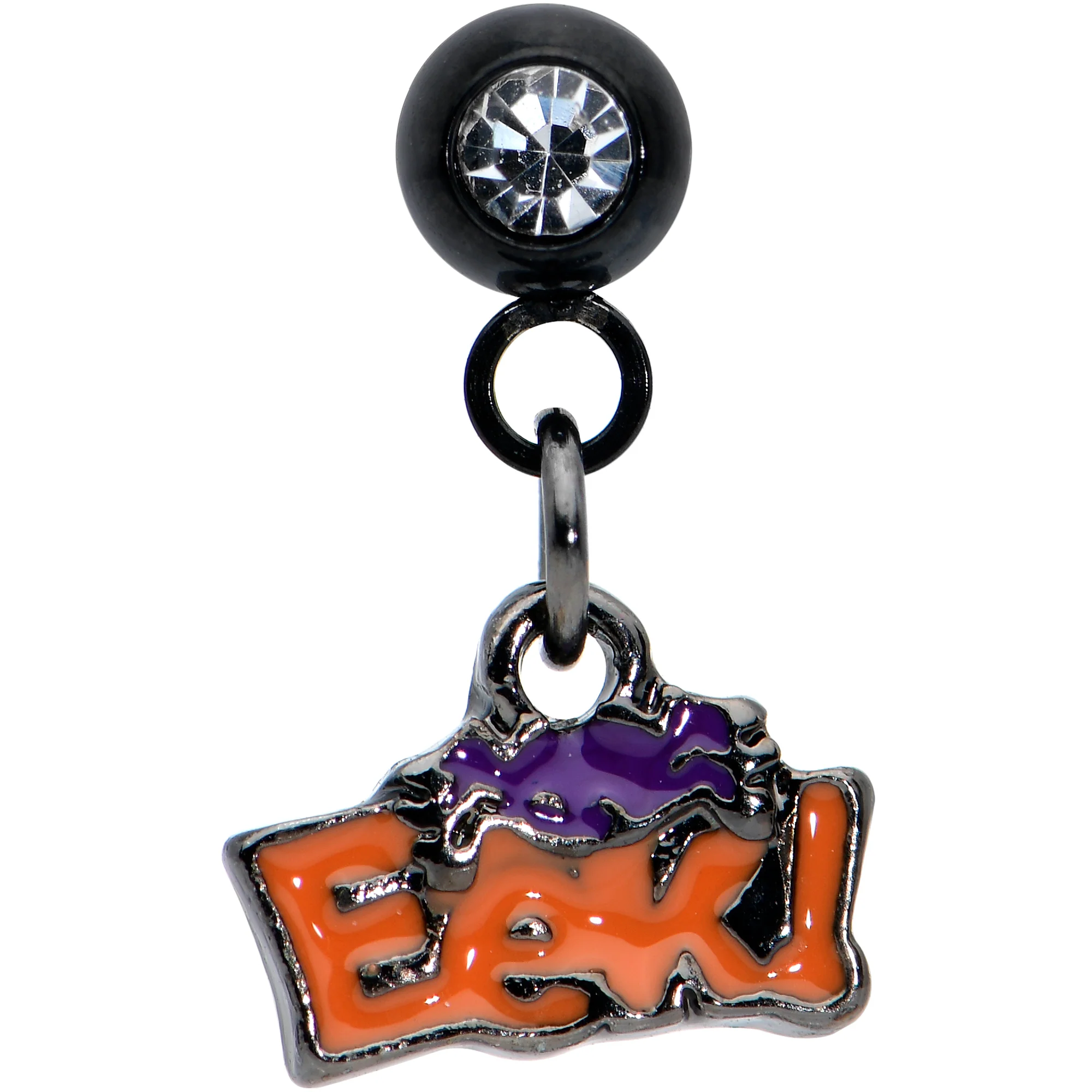 16G 1/4 Clear Gem Black Eek Spider Dangle Cartilage Earring - Image 2