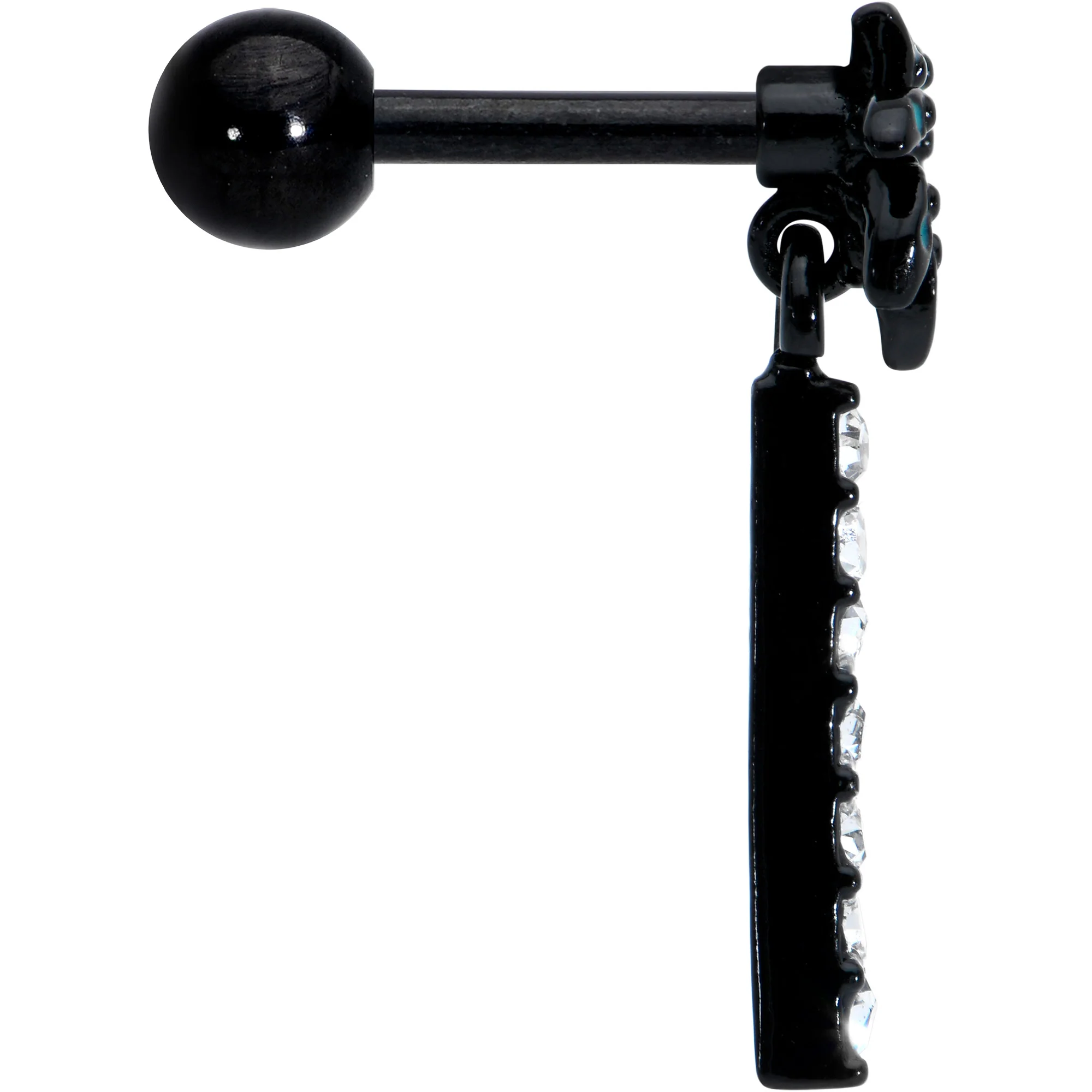 16G 1/4 Clear Gem Black Night Palm Tree Dangle Cartilage Earring - Image 3