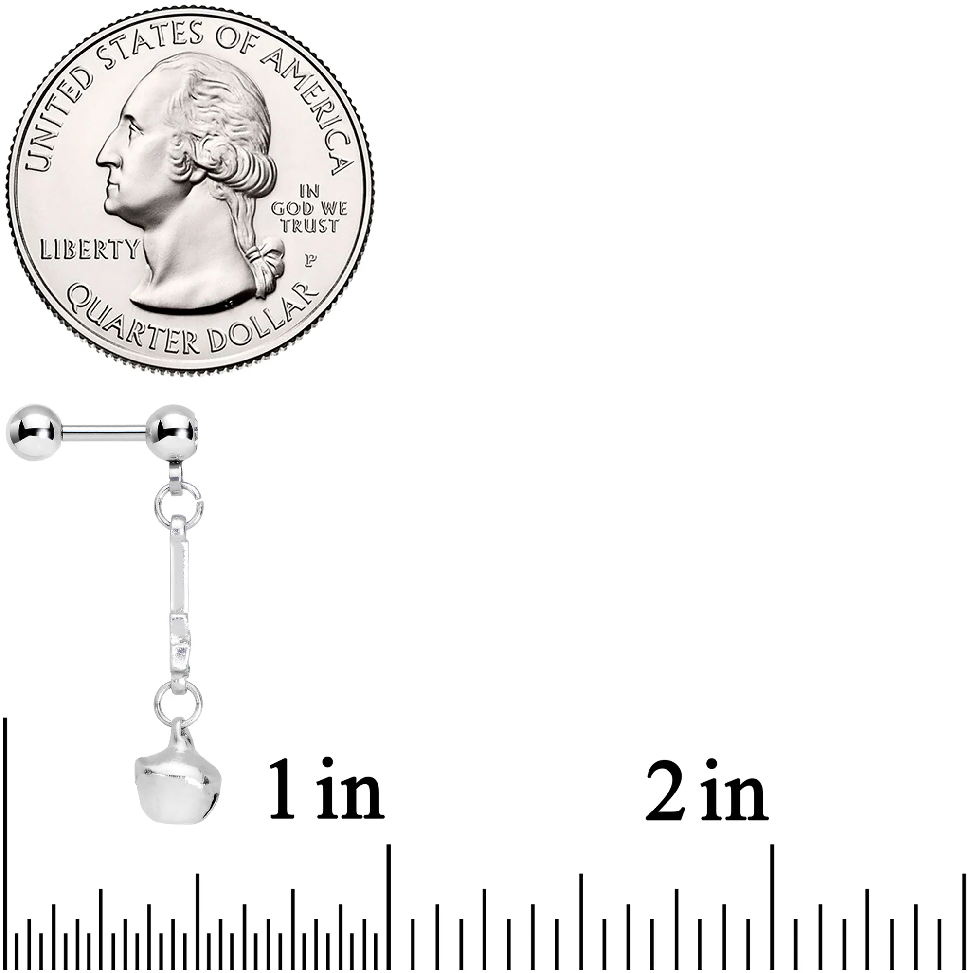 16G 1/4 Clear Gem Candy Cane Christmas Dangle Cartilage Earring - Image 3