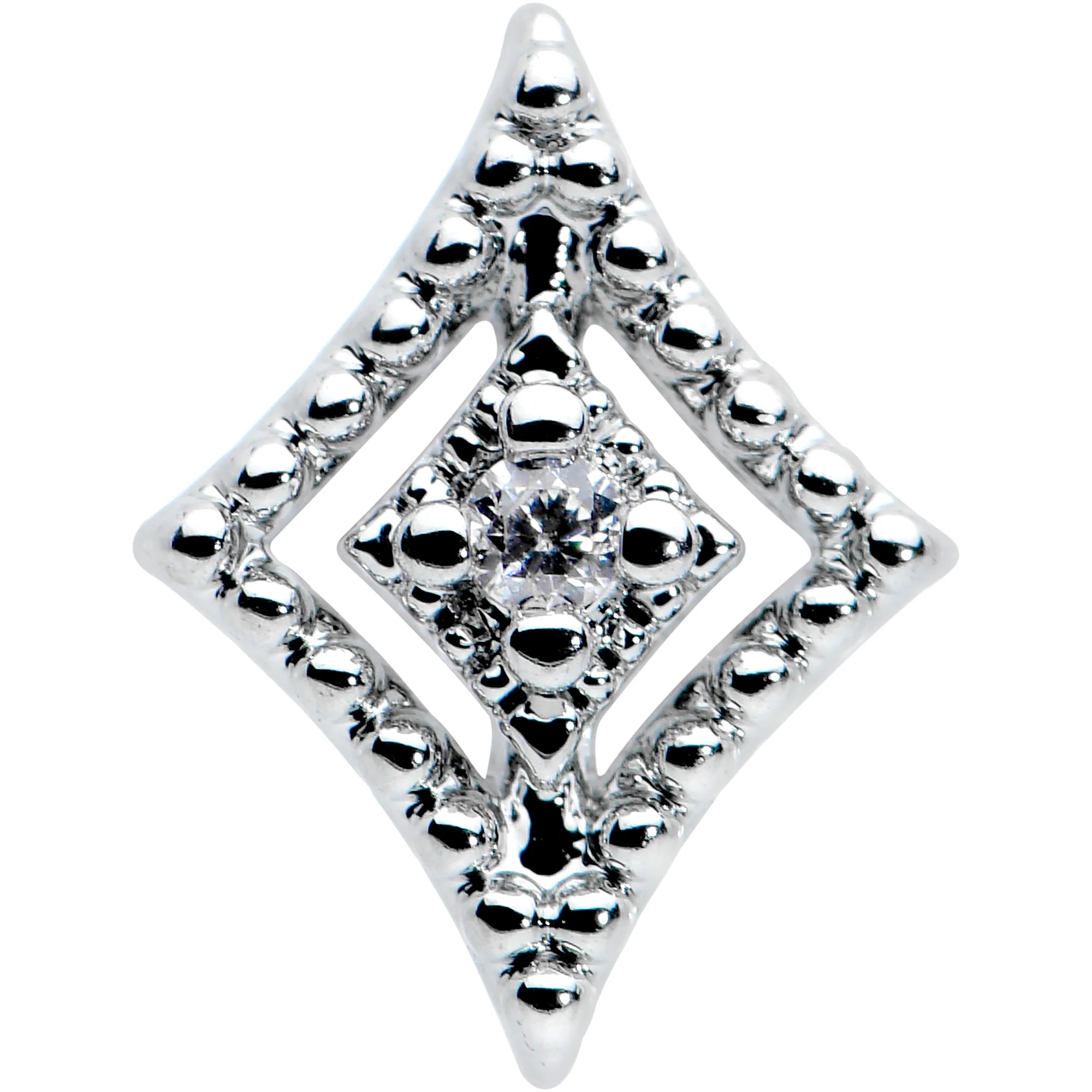 16G 1/4 Clear Gem Deco Textured Rhombus Labret Monroe Tragus - Image 2
