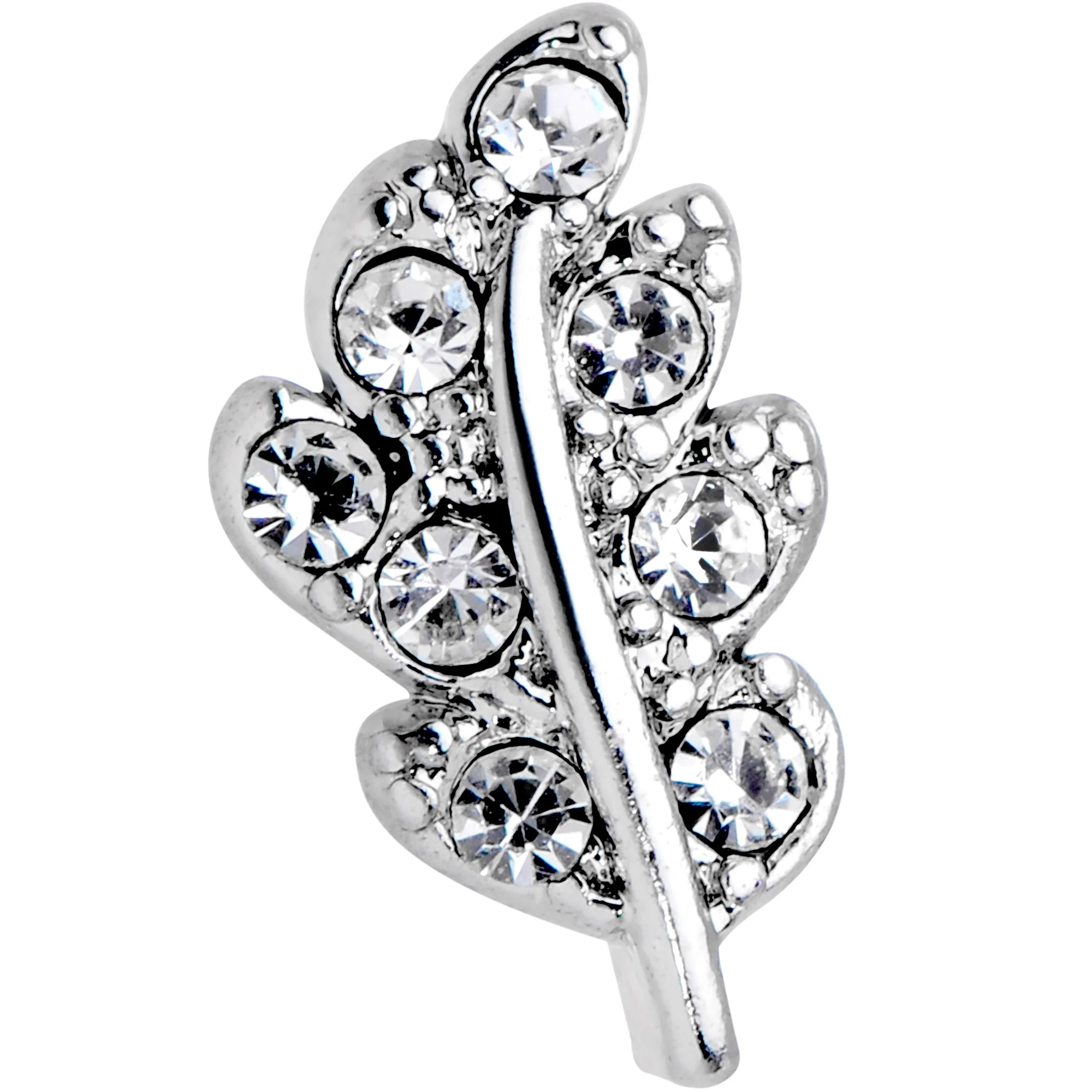 16G 1/4 Clear Gem Elegant Leaves Cartilage Tragus - Image 2