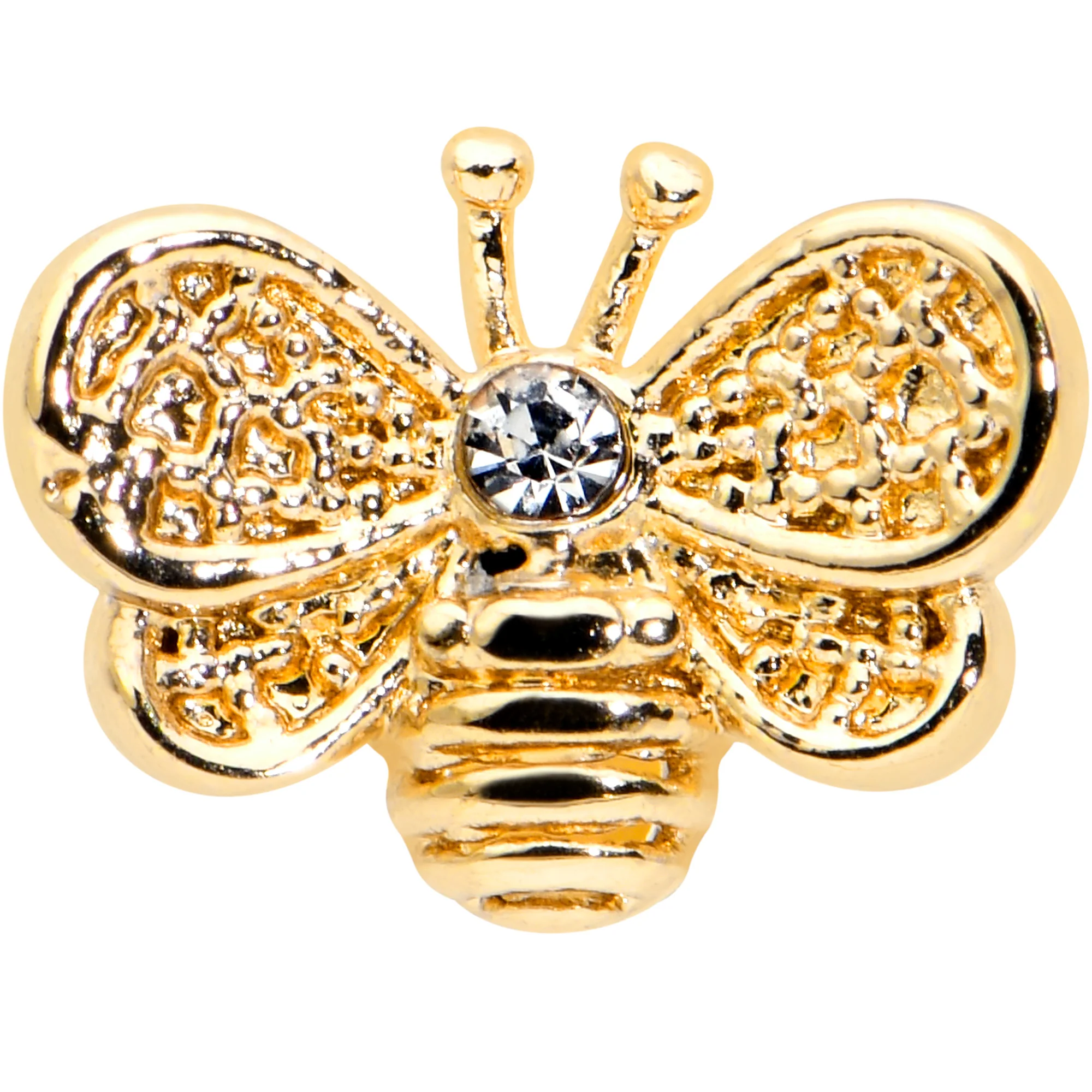 16G 1/4 Clear Gem Gold Tone Beauty Bee Cartilage Tragus Earring - Image 2