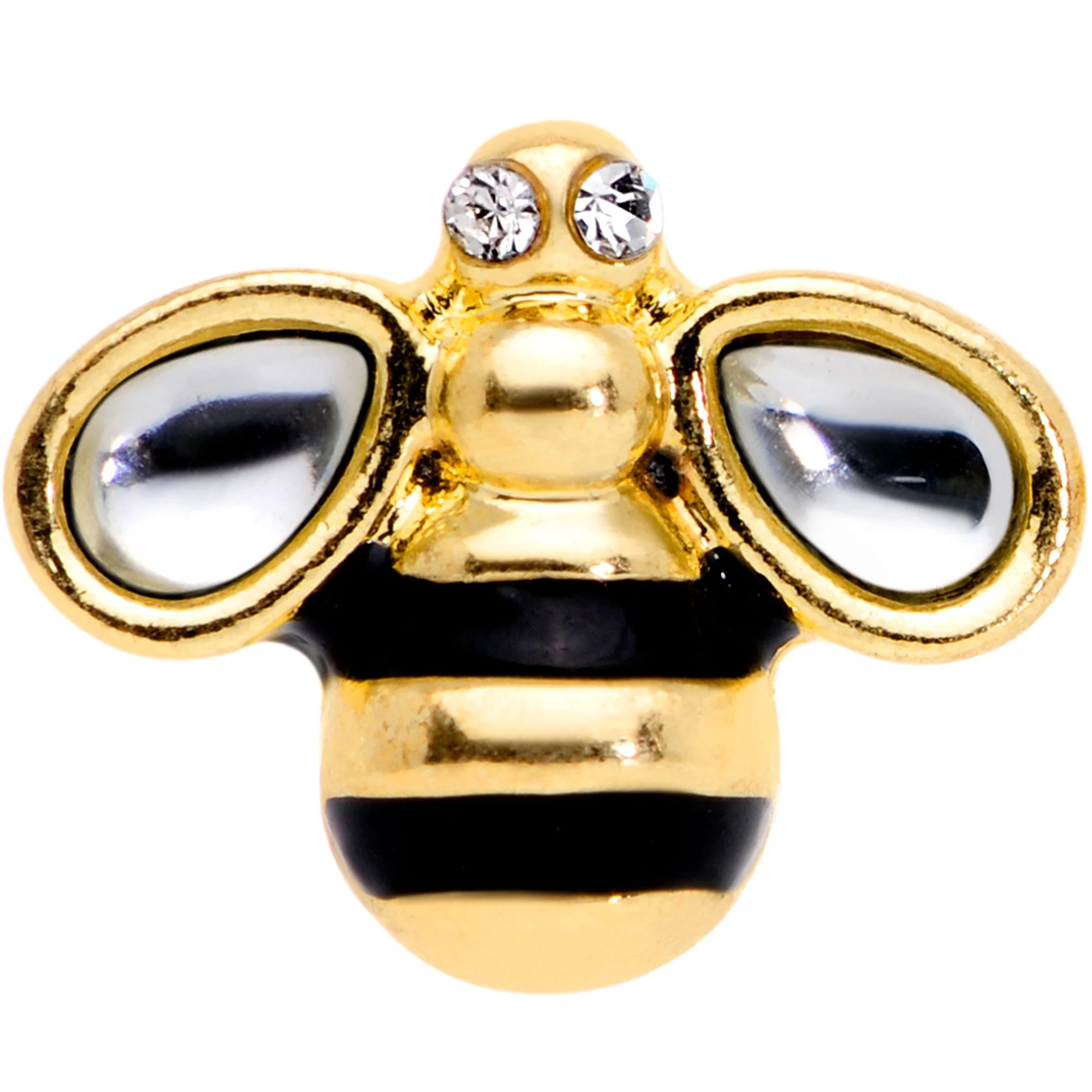16G 1/4 Clear Gem Gold Tone Bling Bumblebee Cartilage Tragus - Image 2