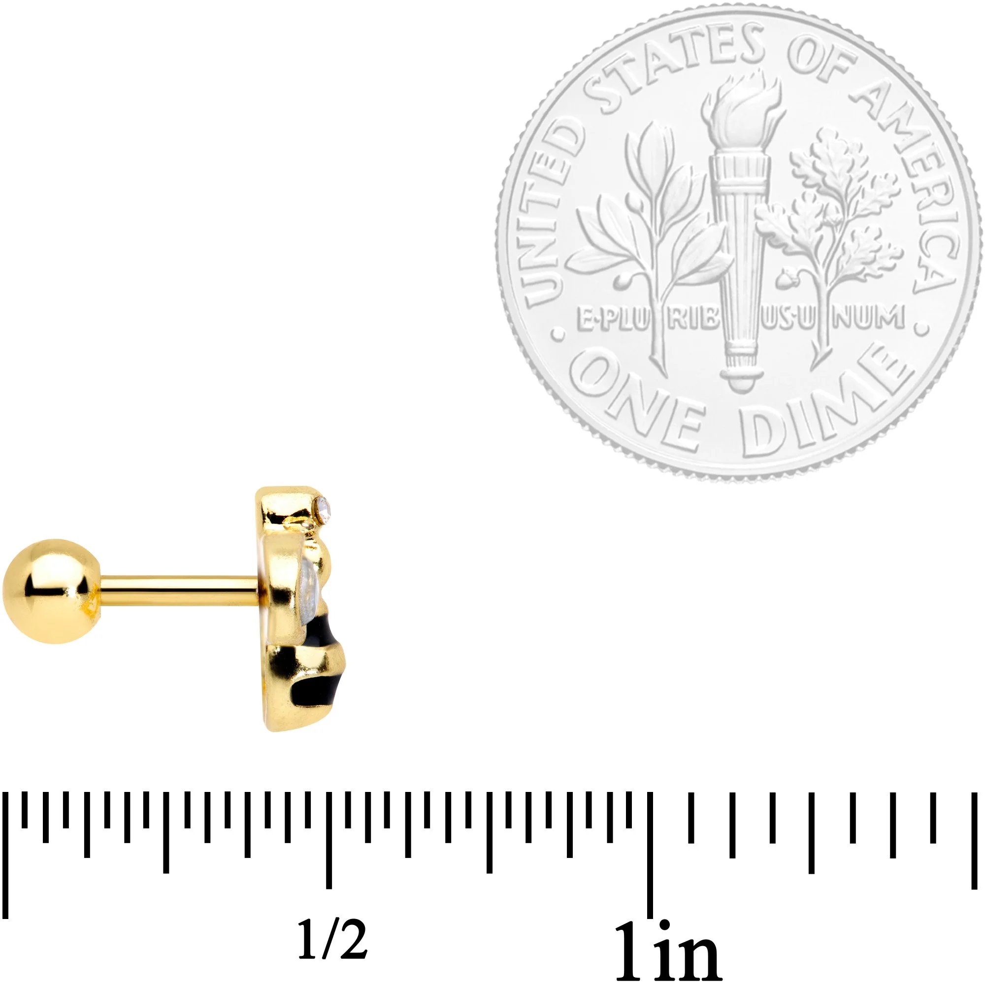 16G 1/4 Clear Gem Gold Tone Bling Bumblebee Cartilage Tragus - Image 4