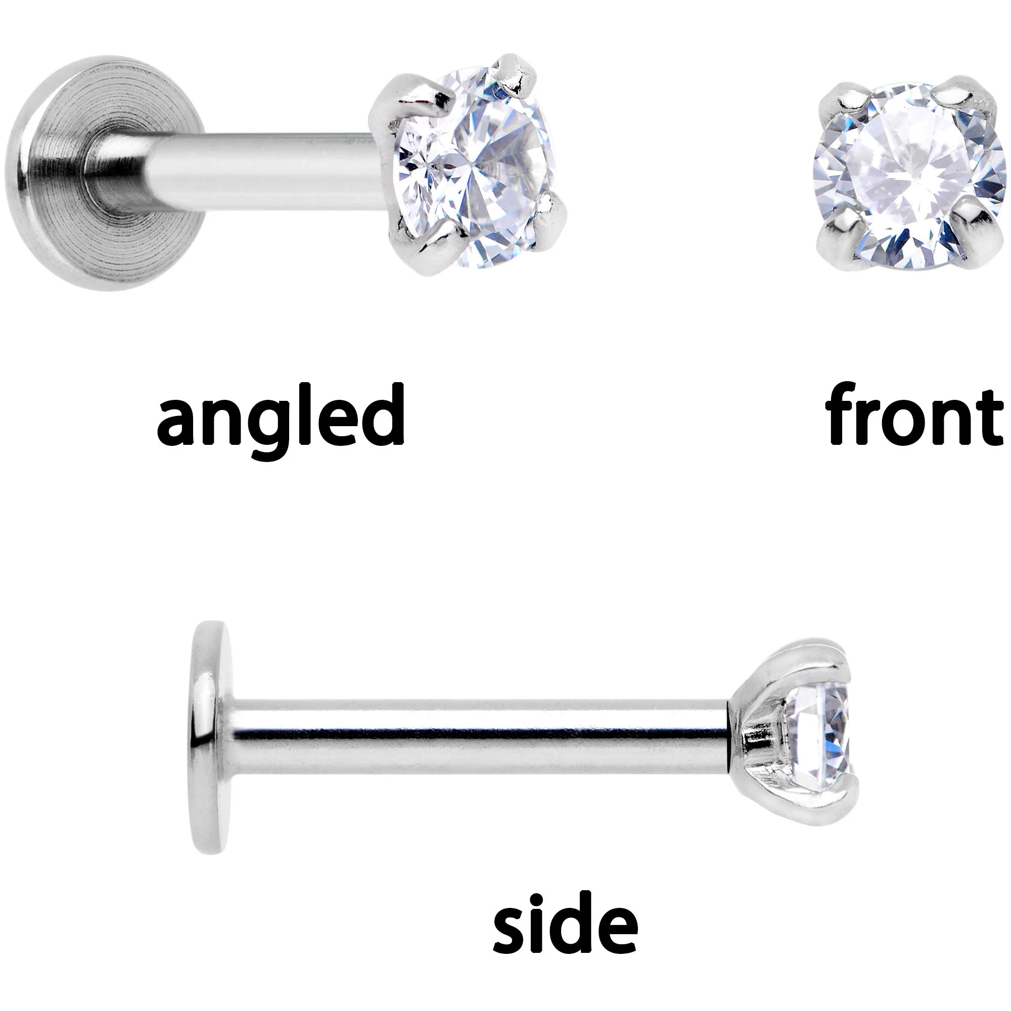 16G 1/4 Clear Gem Gold Tone Butterfly Cartilage Tragus Set of 3 - Image 5