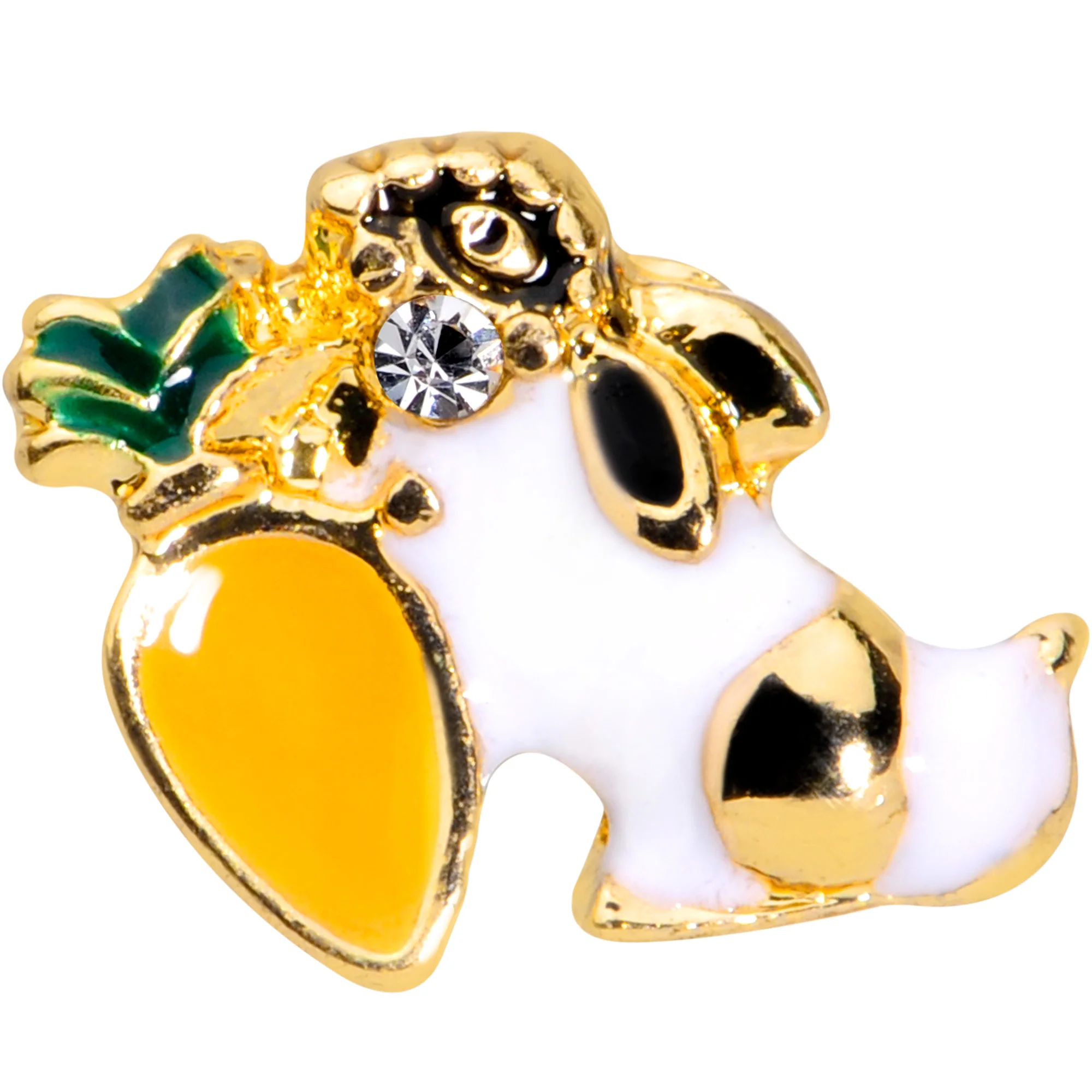 16G 1/4 Clear Gem Gold Tone Carrot Bunny Rabbit Cartilage Tragus - Image 2