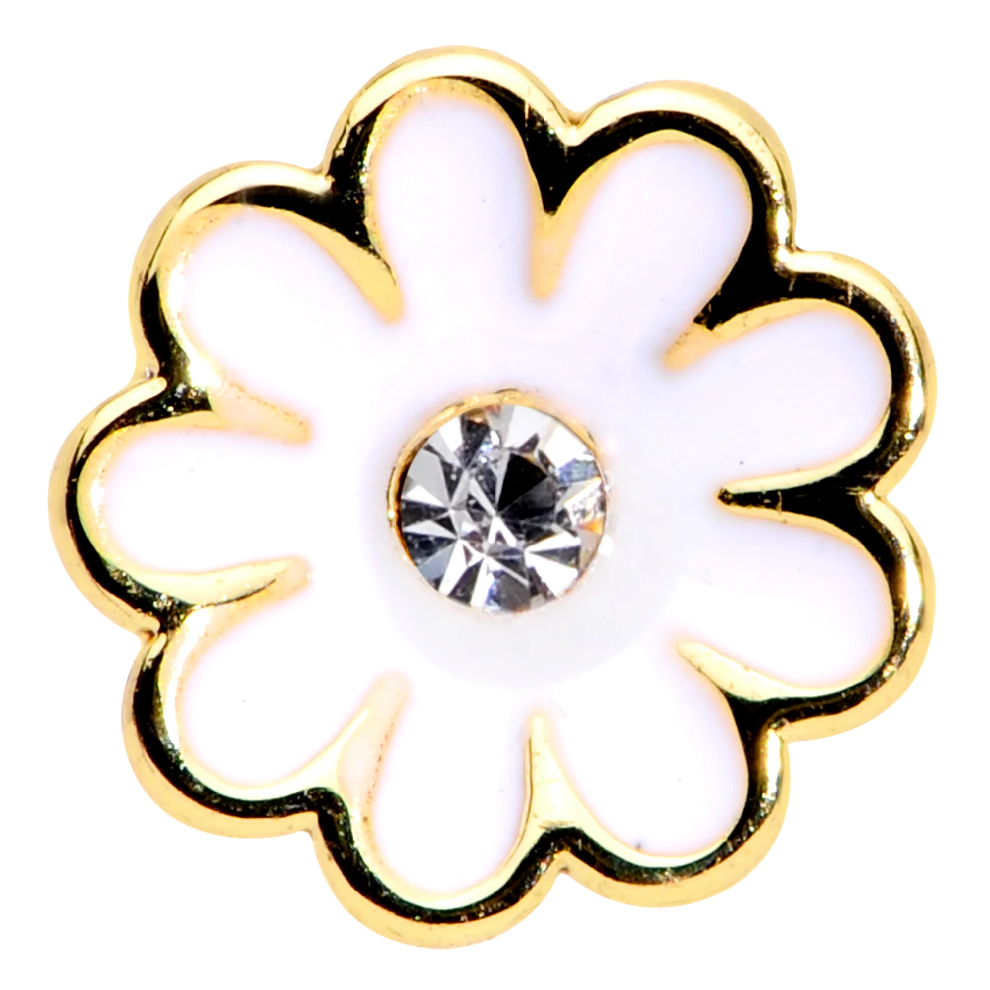 16G 1/4 Clear Gem Gold Tone Daisy Flower Cartilage Tragus Earring - Image 2