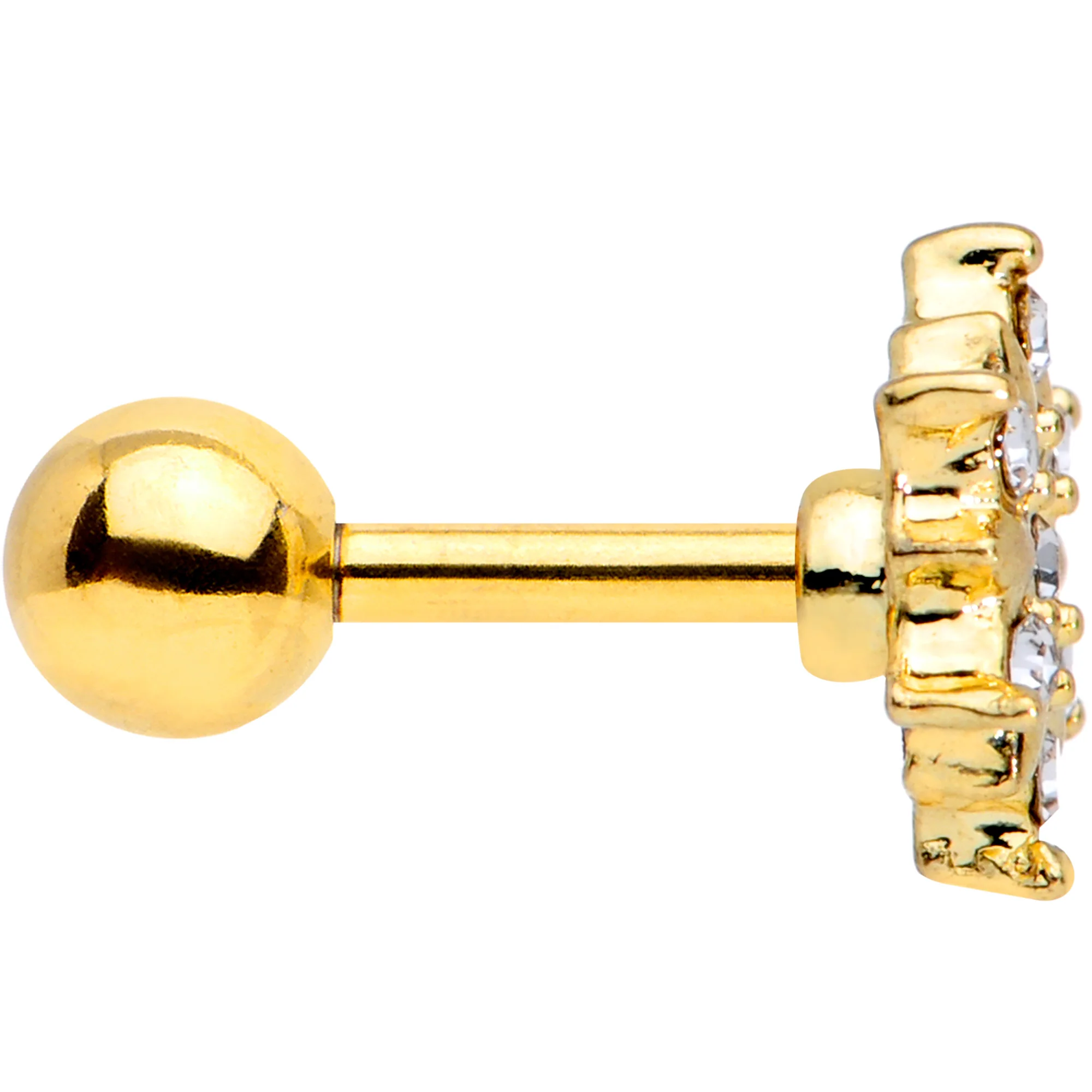16G 1/4 Clear Gem Gold Tone Finery Flower Cartilage Earring - Image 3