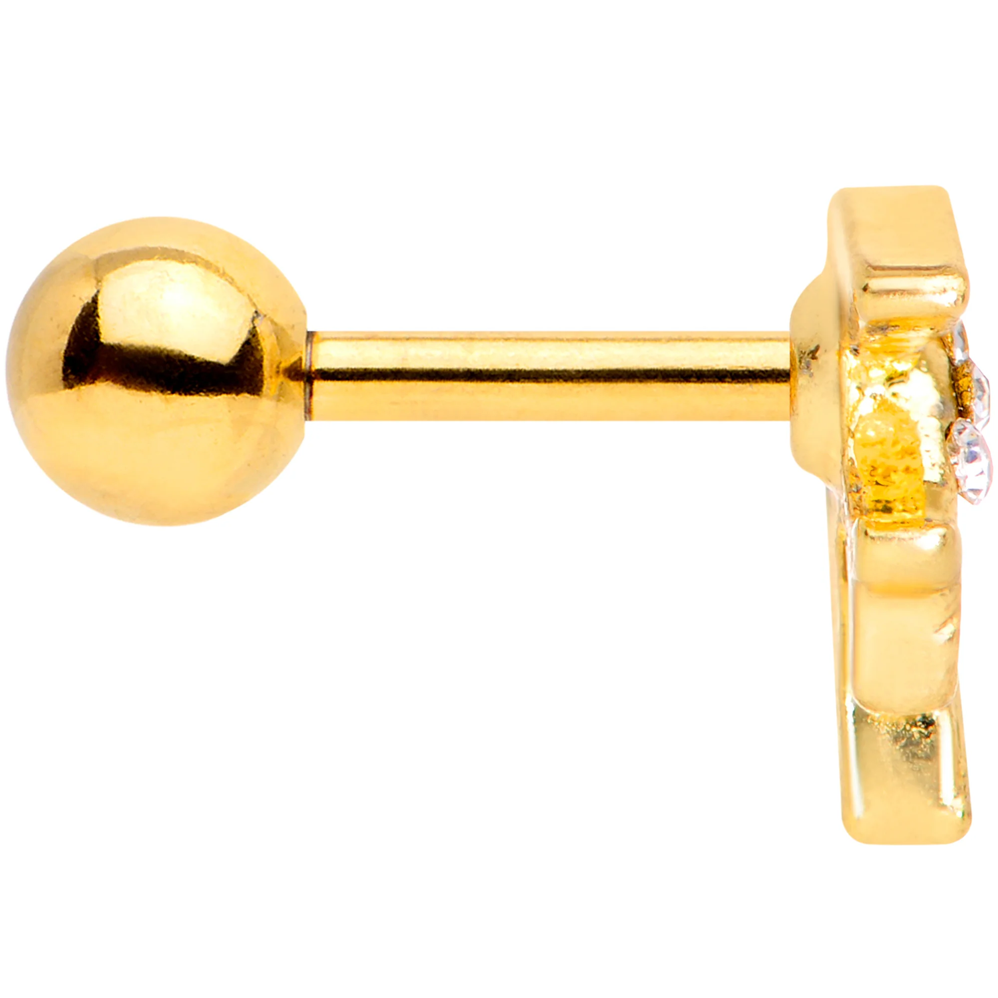 16G 1/4 Clear Gem Gold Tone Flying Bird Cartilage Tragus Earring - Image 2