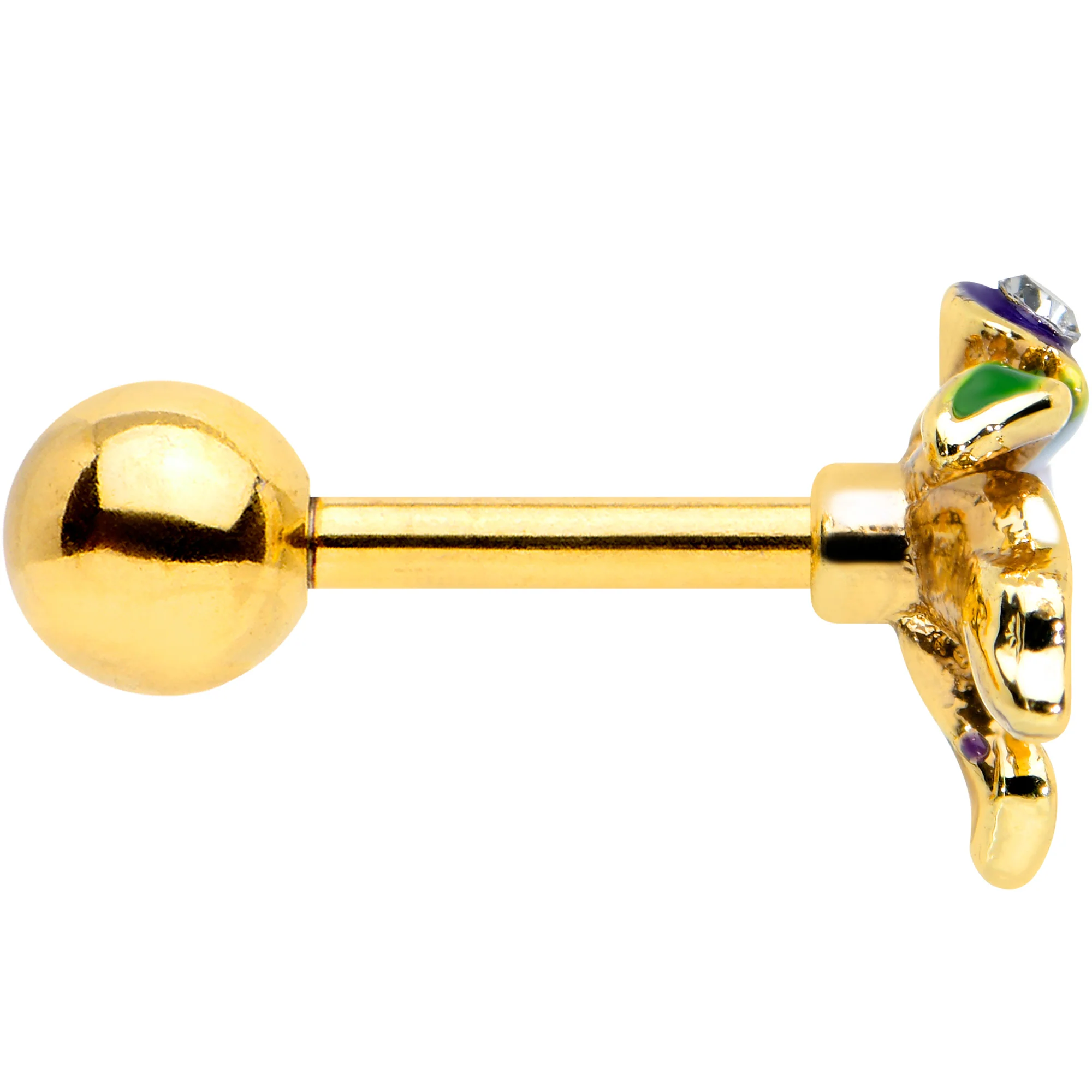 16G 1/4 Clear Gem Gold Tone Iris Flower Cartilage Tragus Earring - Image 3