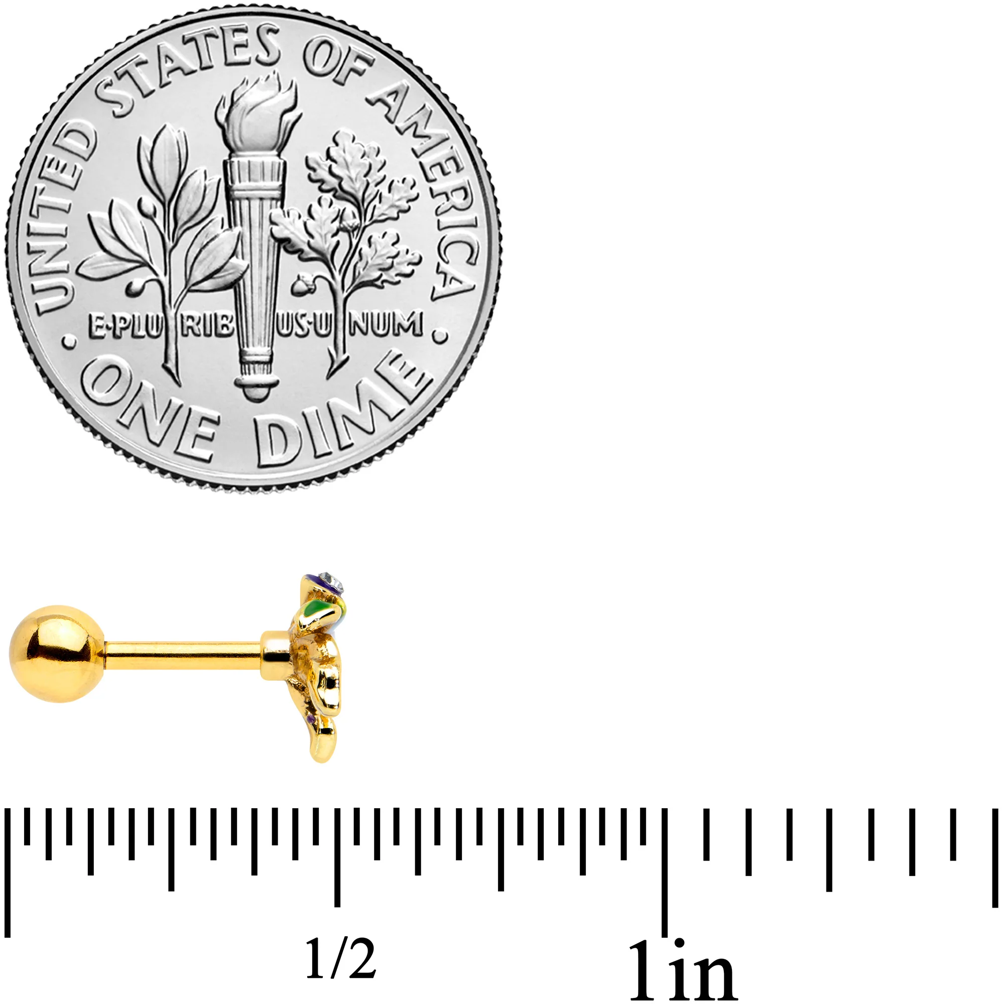 16G 1/4 Clear Gem Gold Tone Iris Flower Cartilage Tragus Earring - Image 4