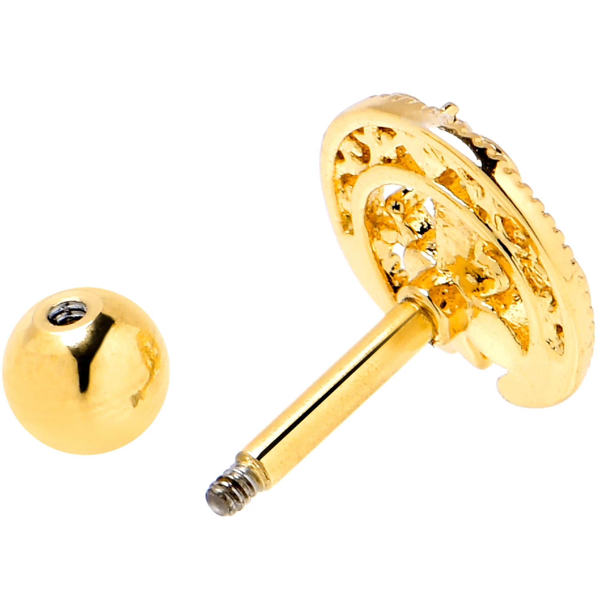 16G 1/4 Clear Gem Gold Tone Lunar Dragonfly Cartilage Earring - Image 4