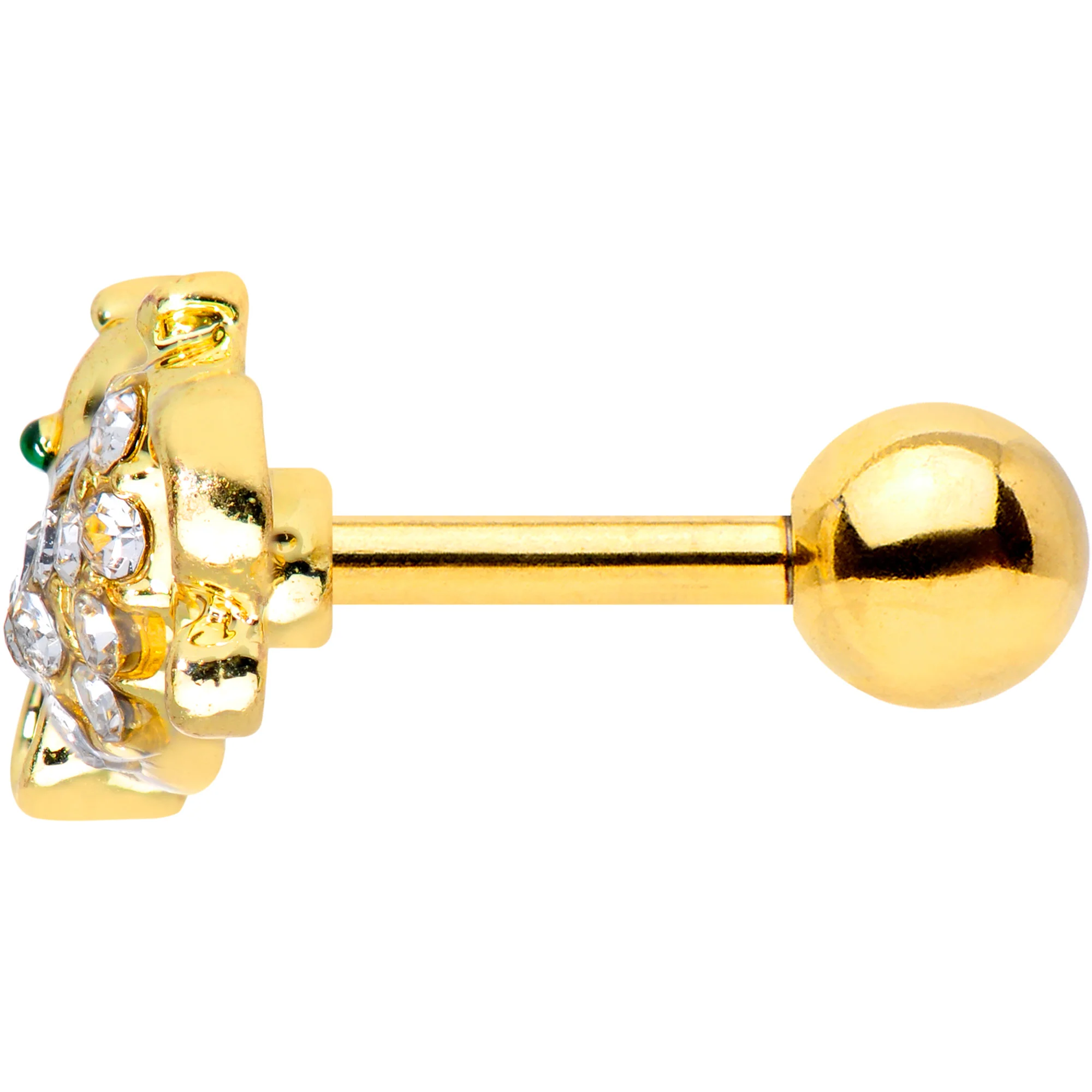 16G 1/4 Clear Gem Gold Tone Mouse Cartilage  Tragus Earring - Image 3