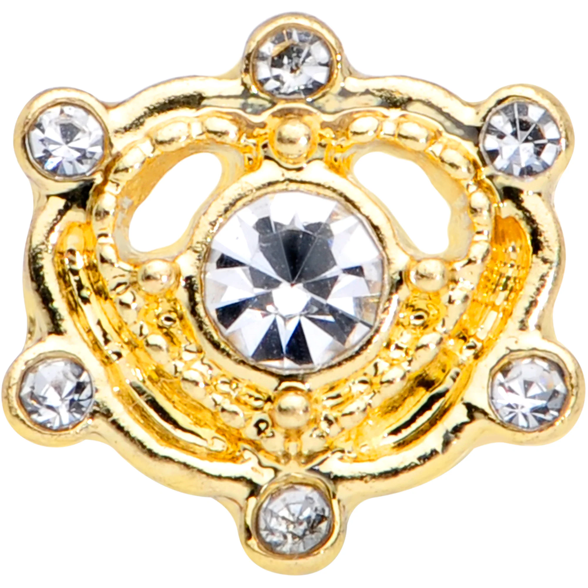 16G 1/4 Clear Gem Gold Tone Open Heart Cartilage Tragus Earring - Image 2