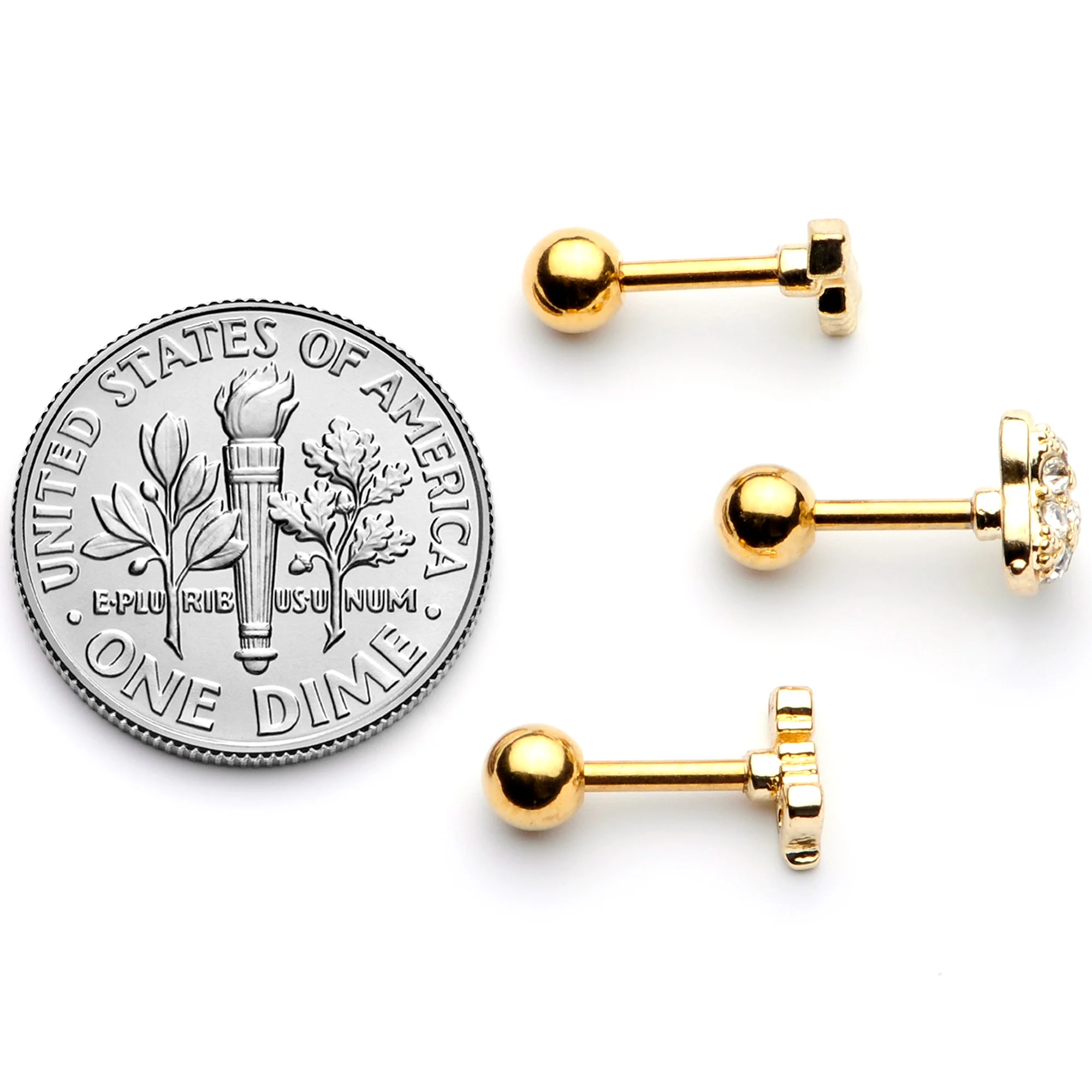 16G 1/4 Clear Gem Gold Tone Plated Valentine Cartilage Set - Image 5