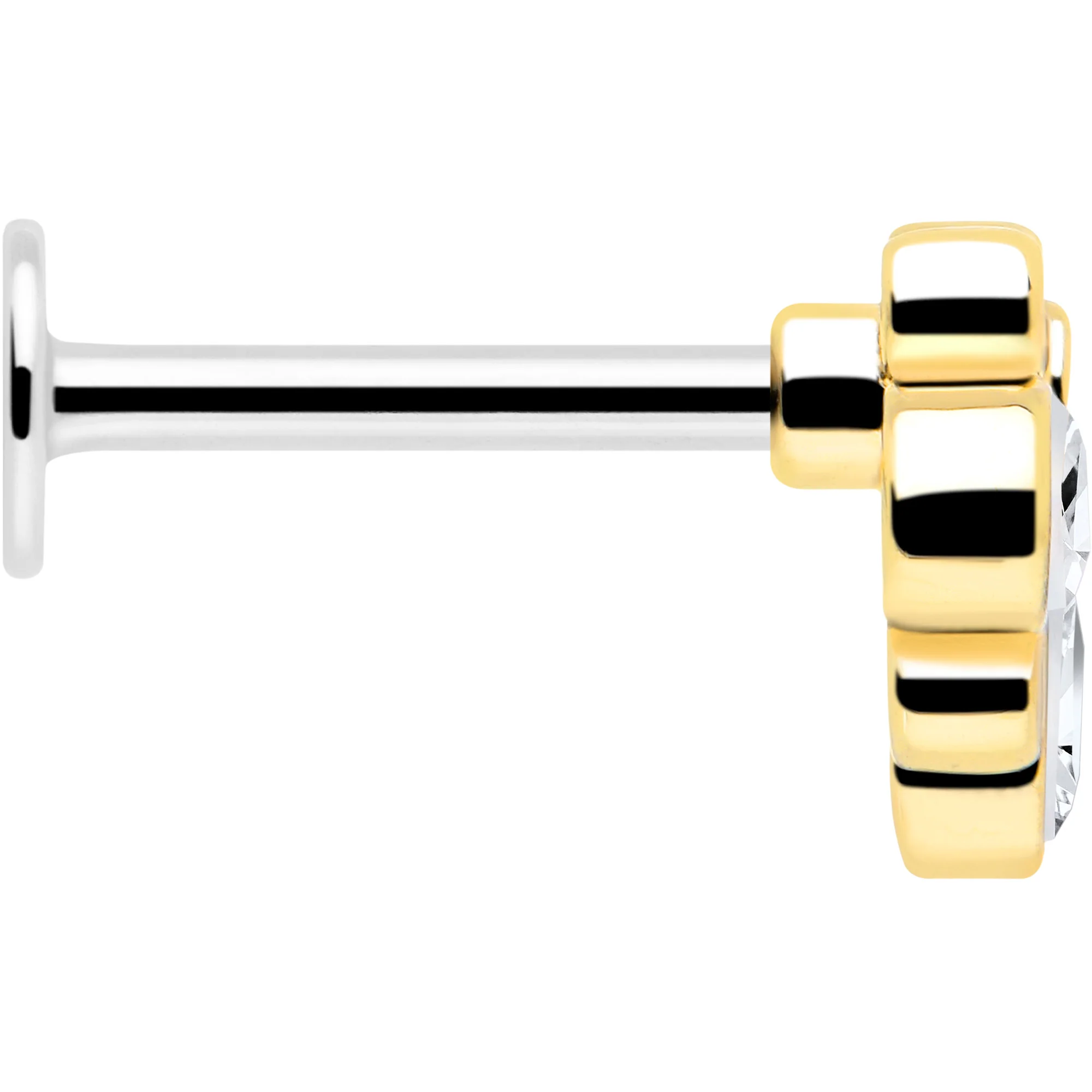 16G 1/4 Clear Gem Golden Crown Deluxe Labret - Image 4