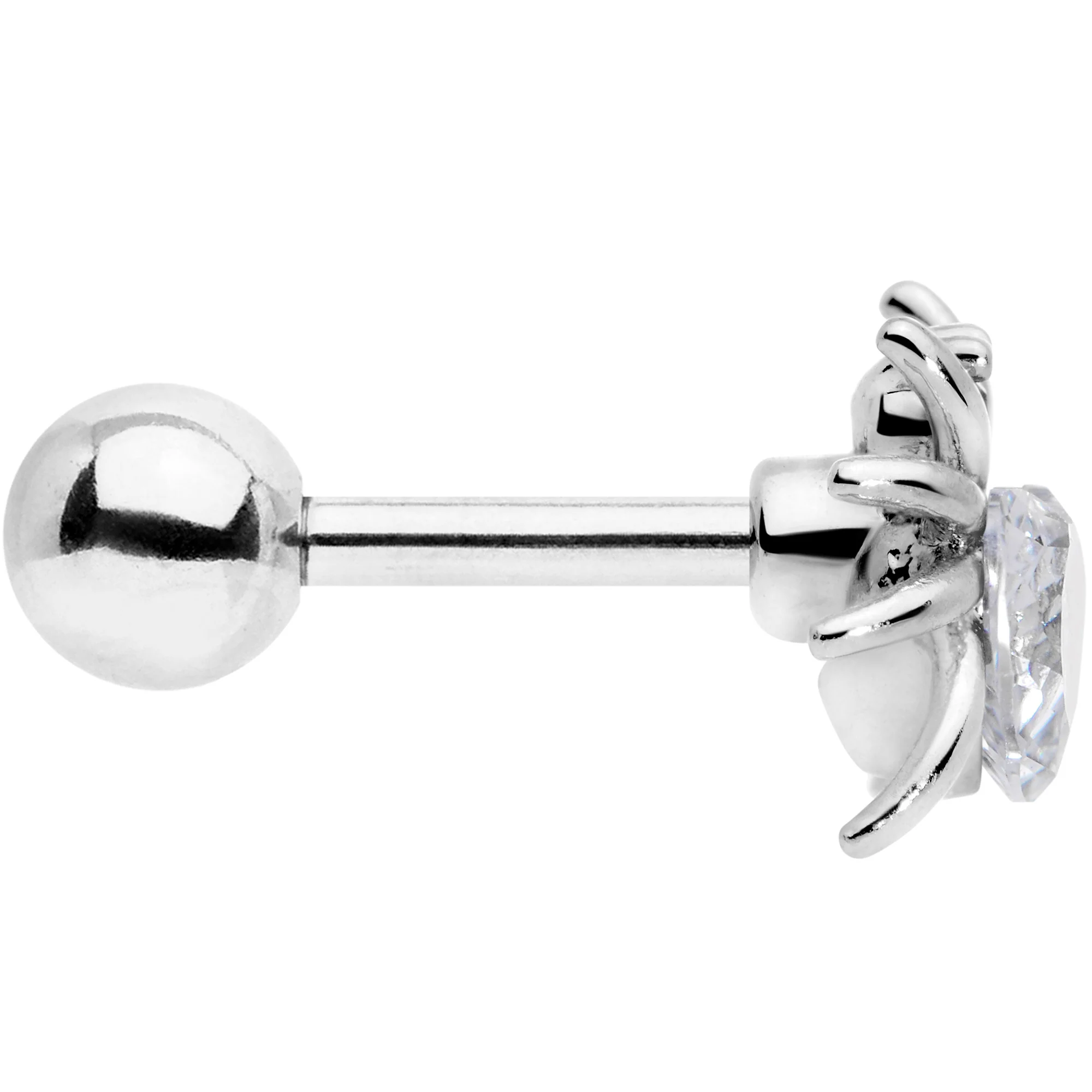 16G 1/4 Clear Gem Heart Spider Cartilage Tragus - Image 3