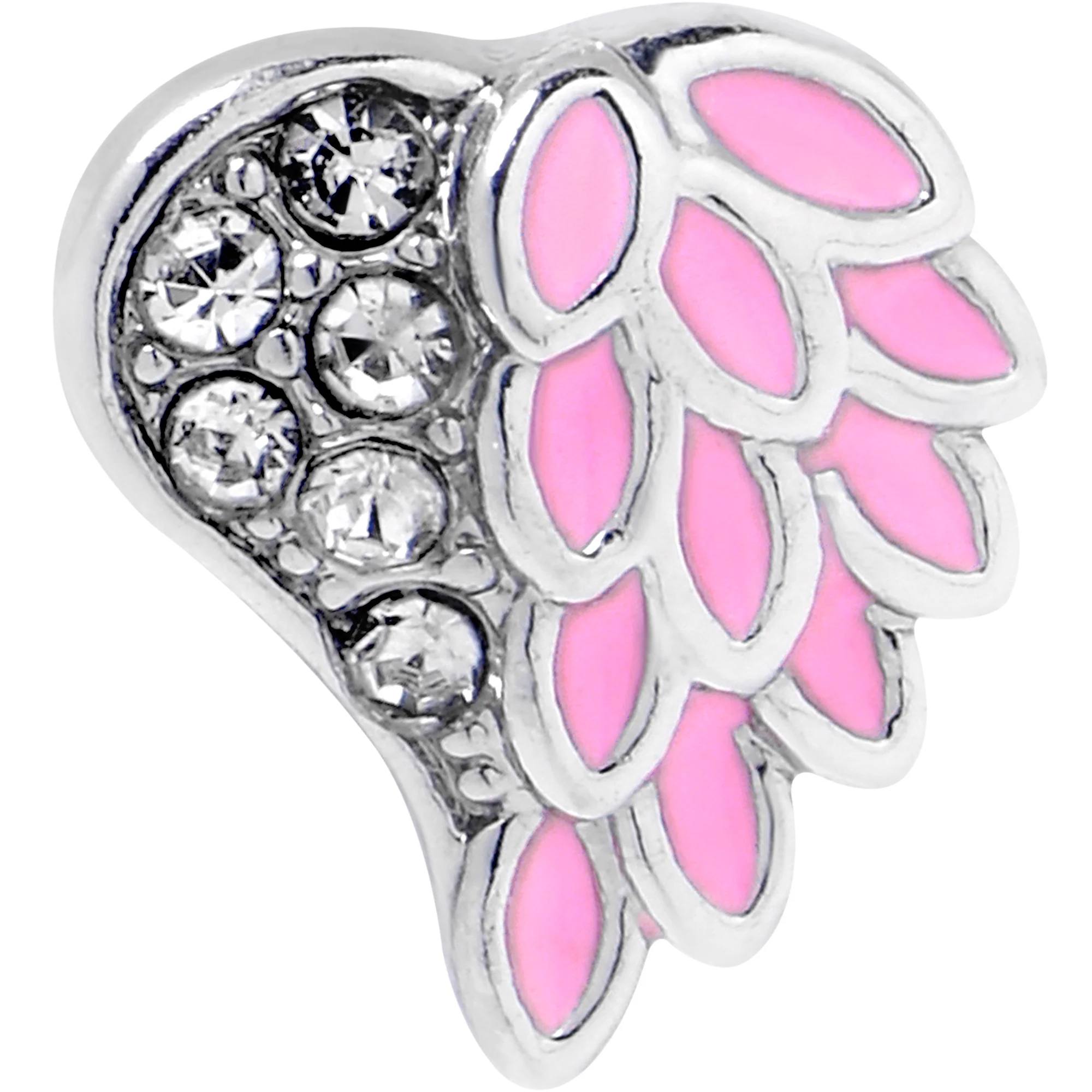 16G 1/4 Clear Gem Heavenly Heart Angel Wing Pink Cartilage Earring - Image 2