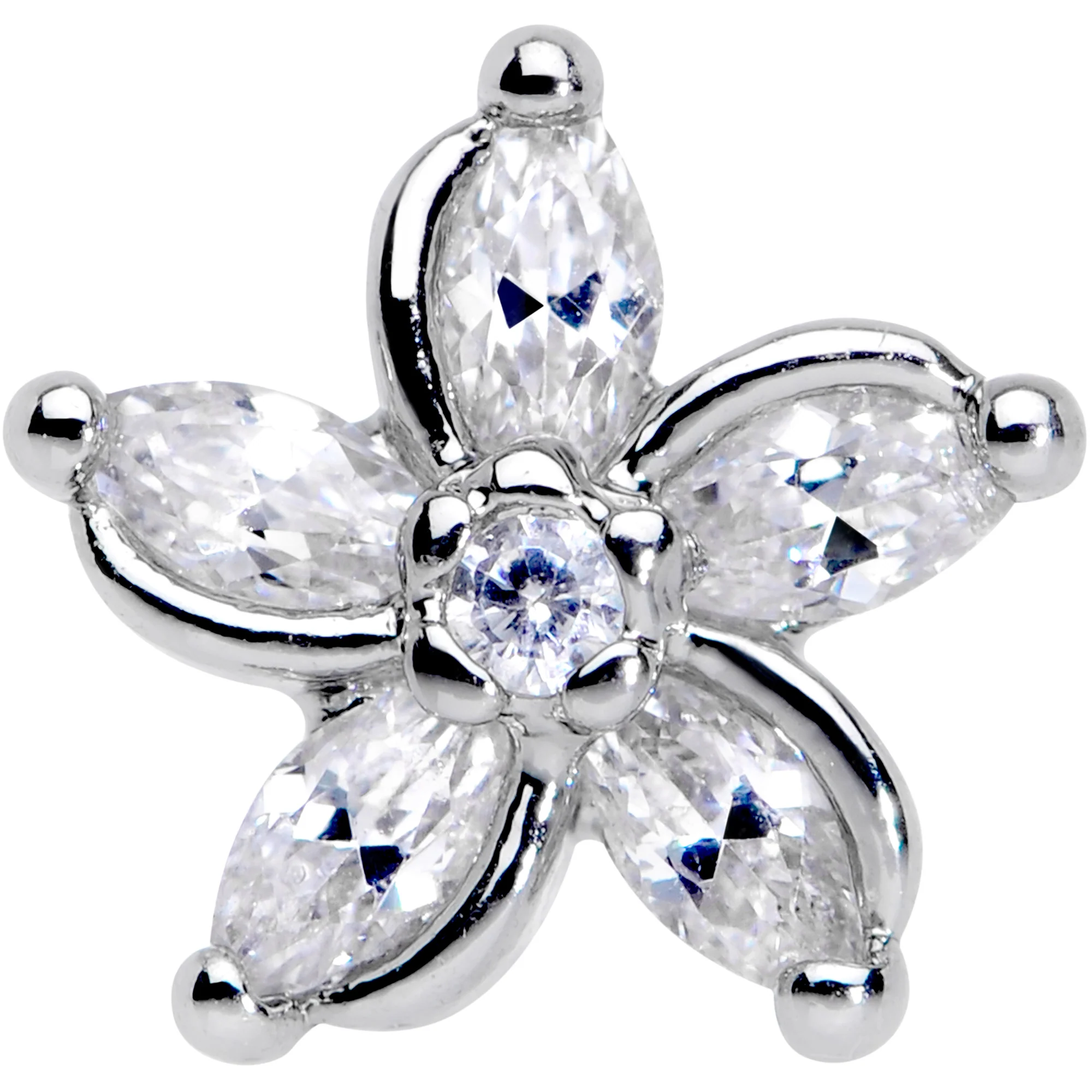 16G 1/4 Clear Gem Pretty Petals Flower Cartilage Tragus Earring - Image 2