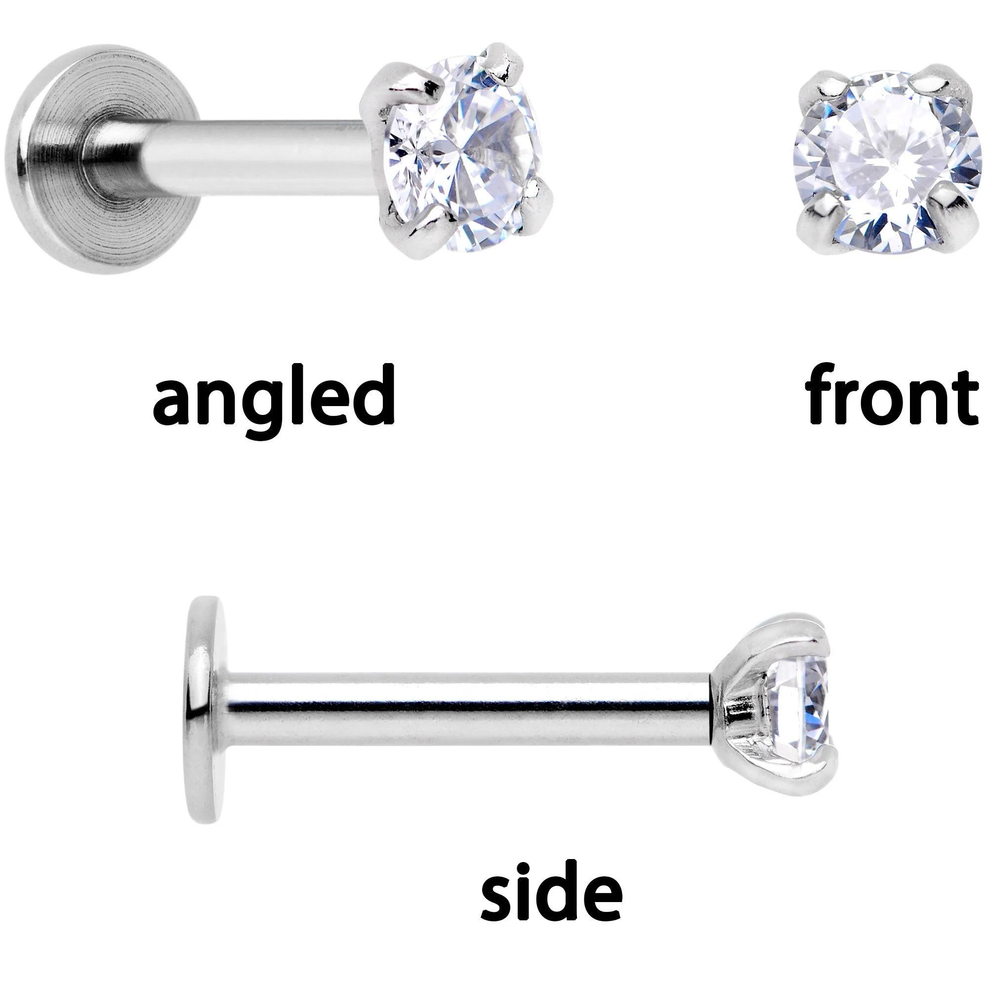 16G 1/4 Clear Gem Red Rose Flower Cartilage Tragus Earring Set of 3 - Image 5